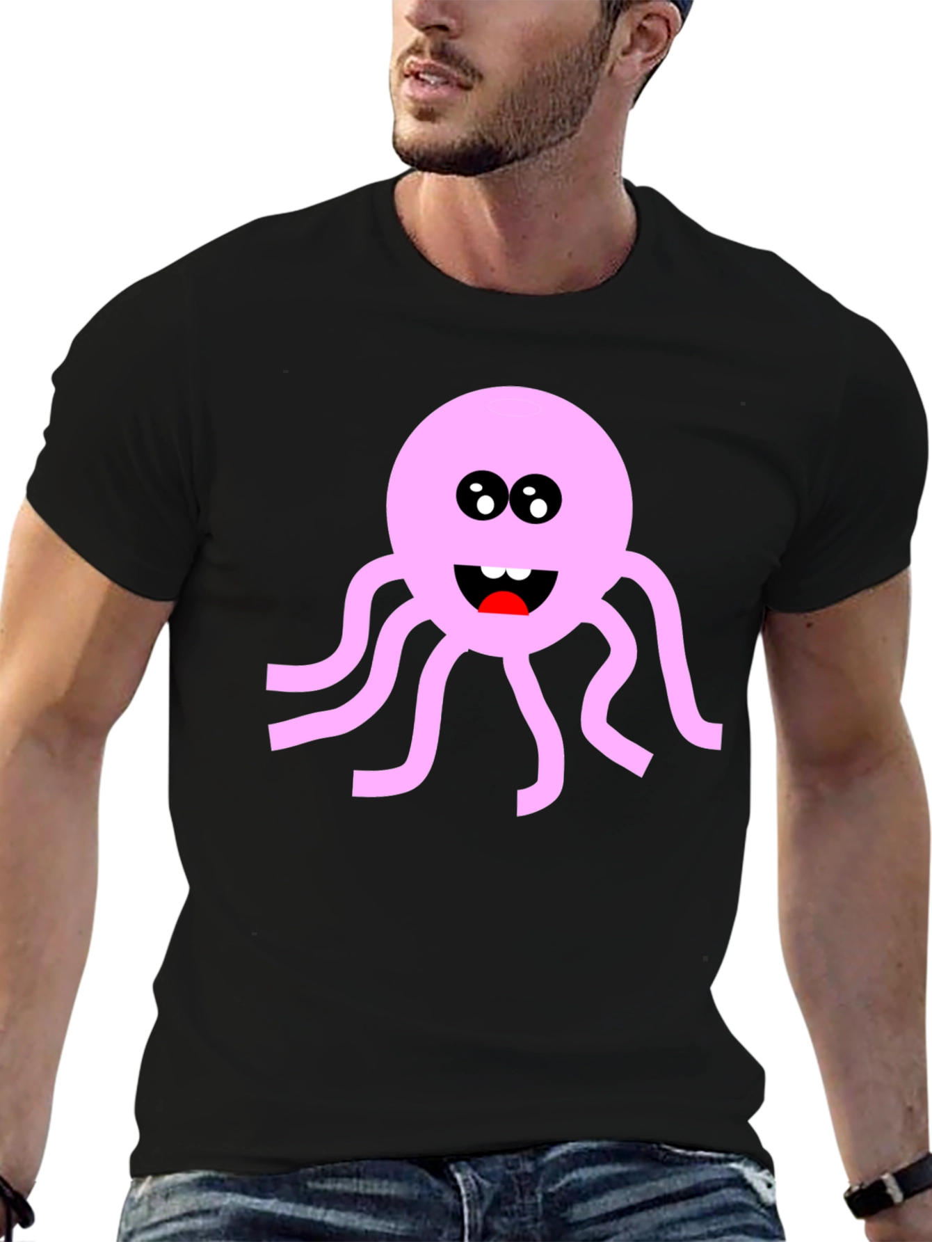 Black Pink Octopus Graphic T-Shirt - Fun & Unique! view 6