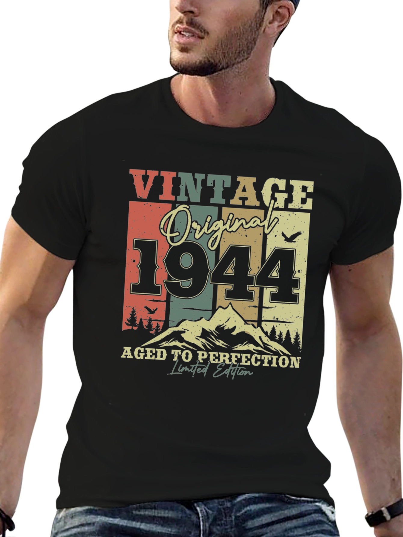 Black Vintage 1944 Aged to Perfection Limited Edition Tee view 6