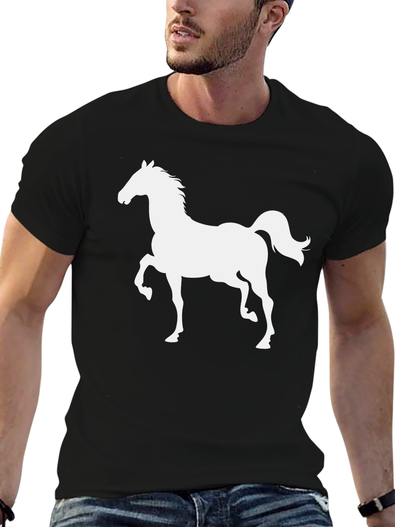 Black Black Horse Graphic Tee - Stylish Men's T-Shirt view 6