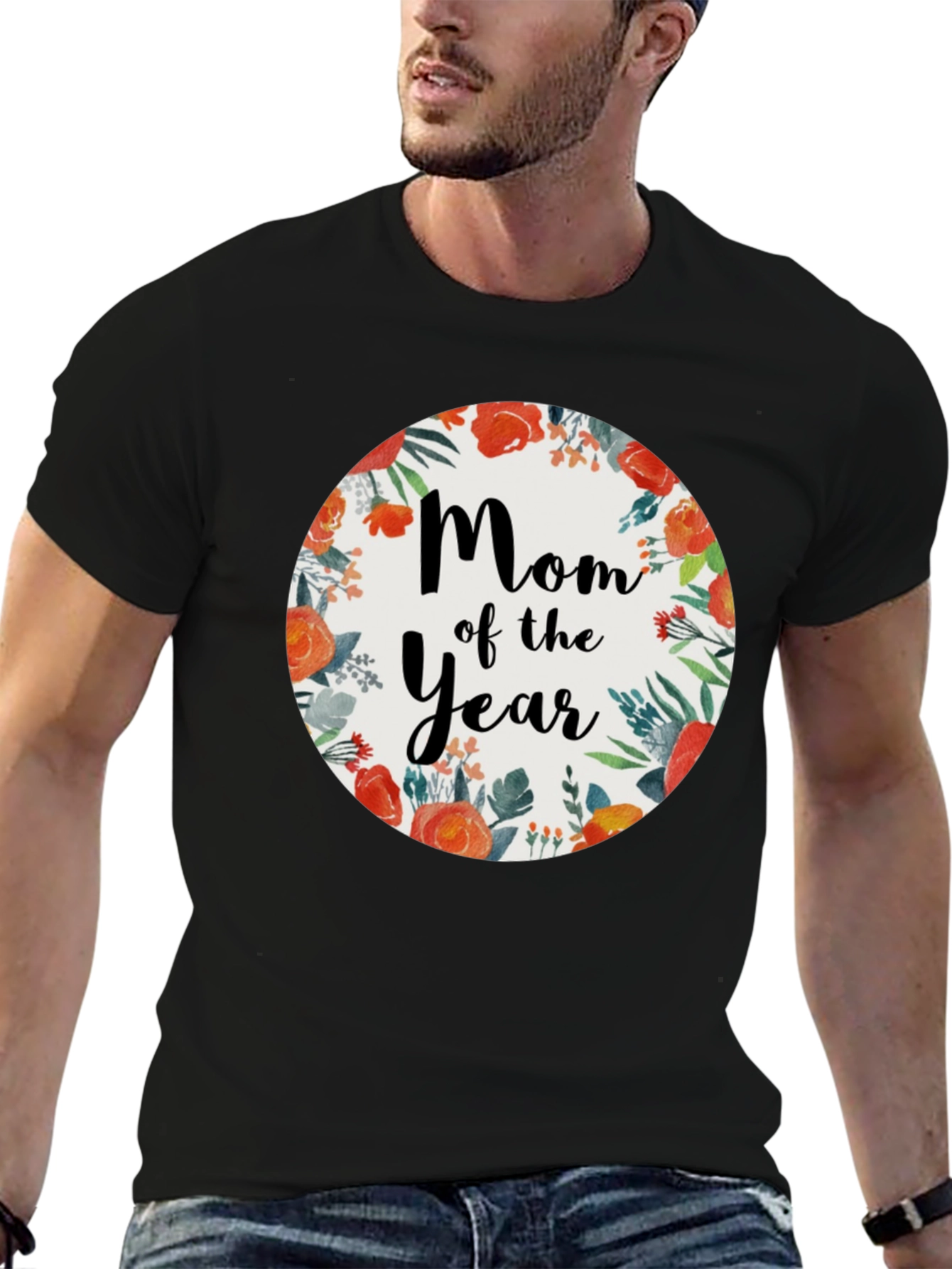 Black Mom of the Year Floral T-Shirt view 6