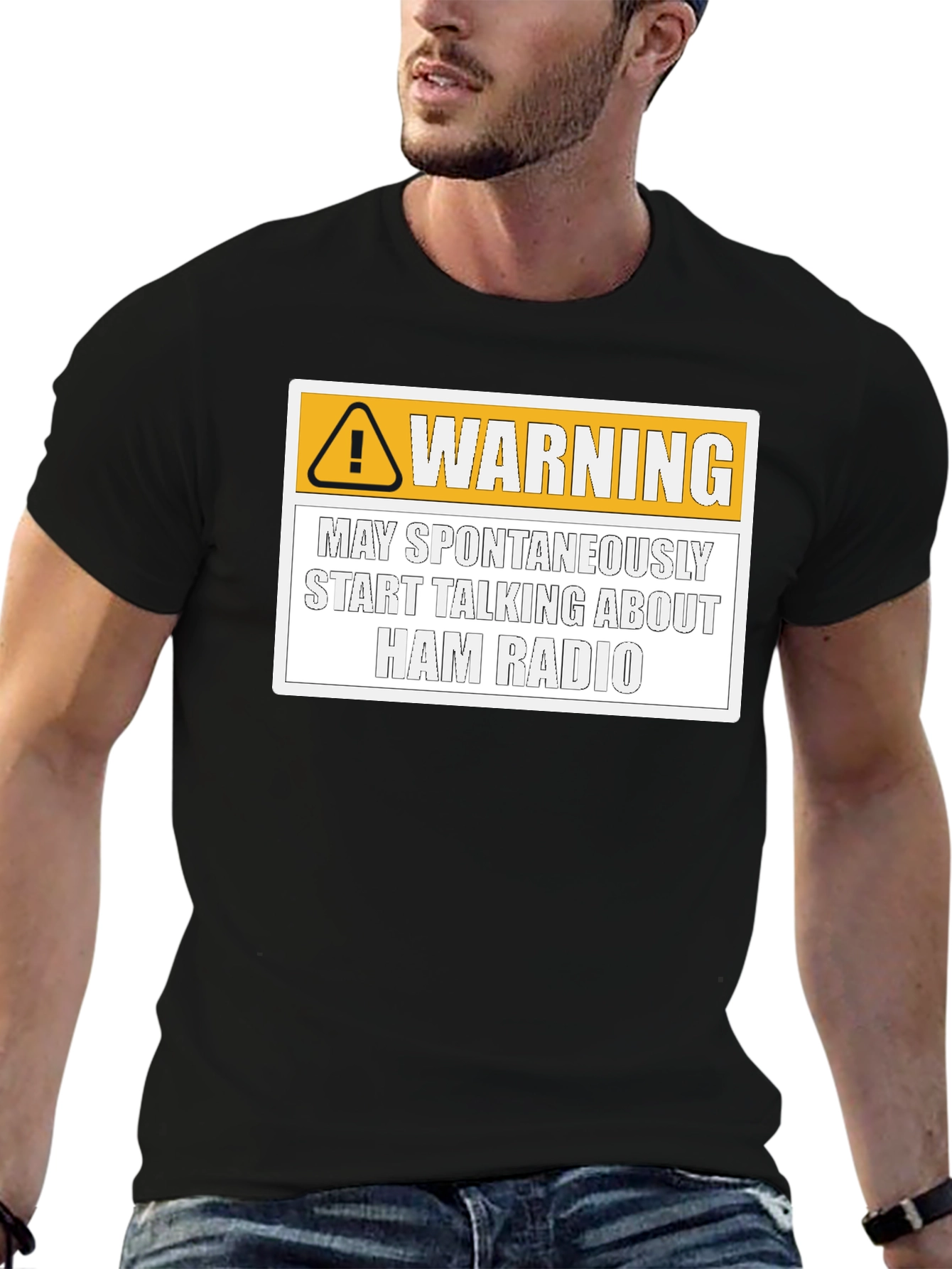 Black Ham Radio Warning T-Shirt view 6