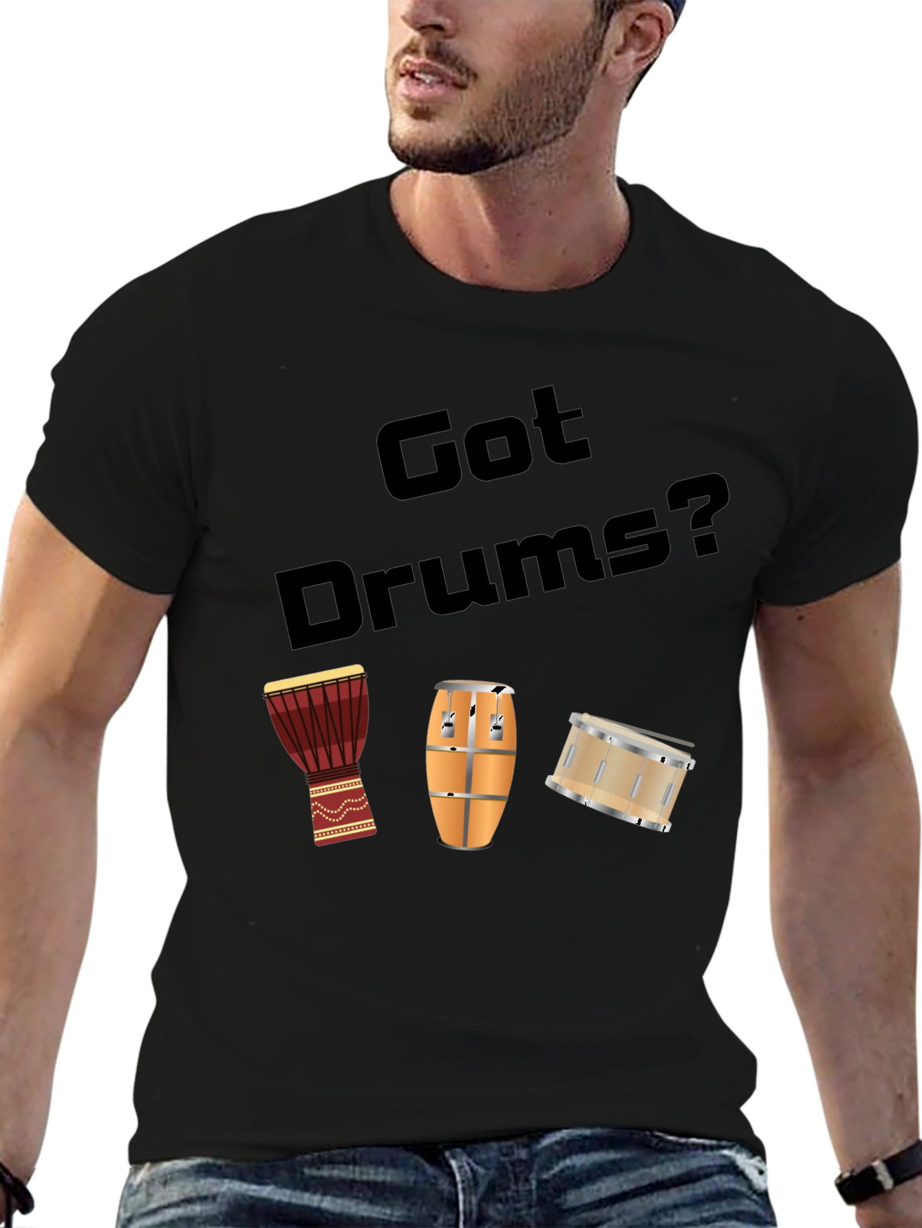 Black Got Drums? Black Graphic T-Shirt view 6