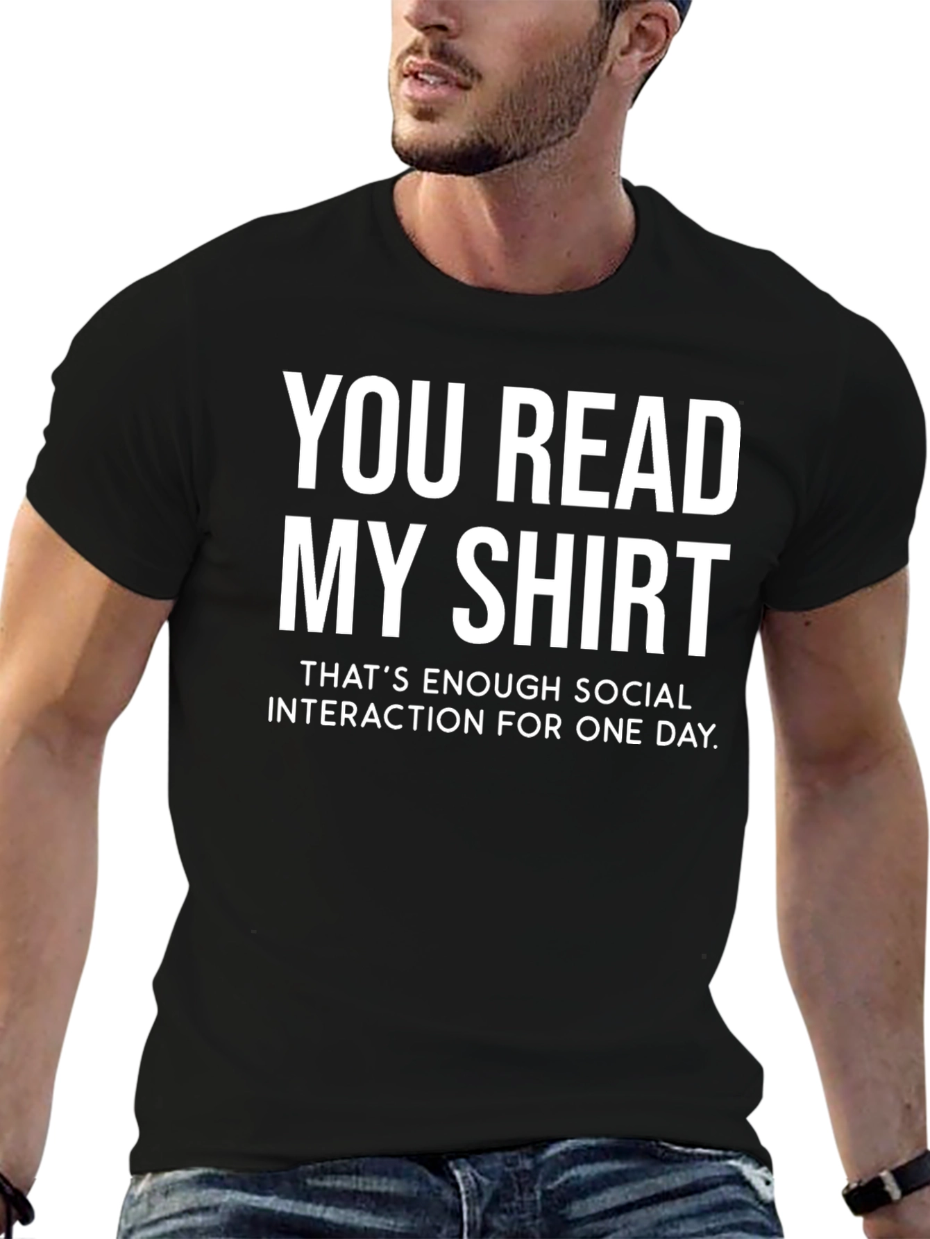 Black Funny Sarcastic Social Interaction T-Shirt view 6