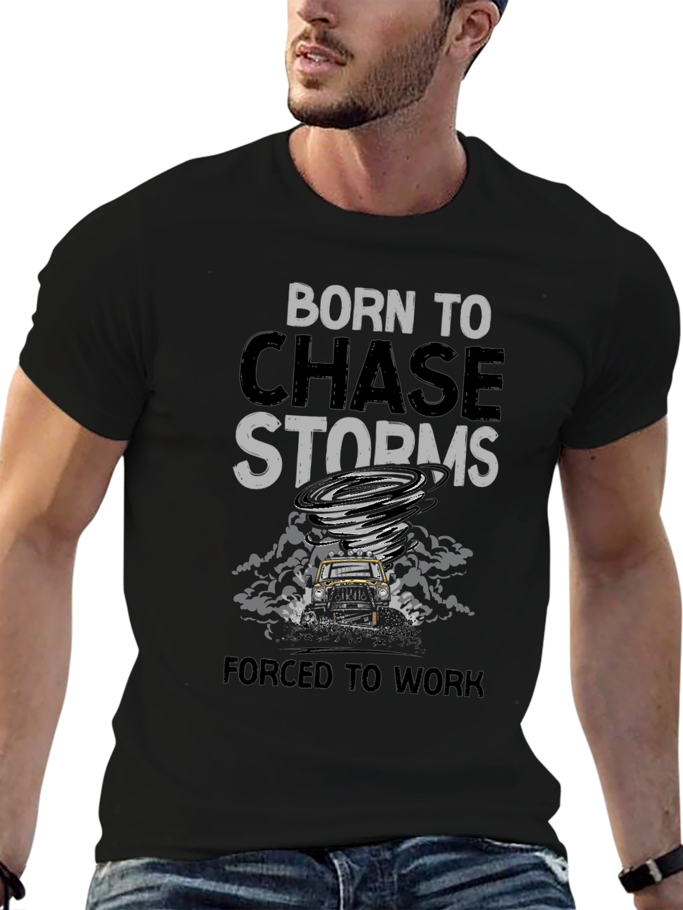 Black Born to Chase Storms T-Shirt view 6