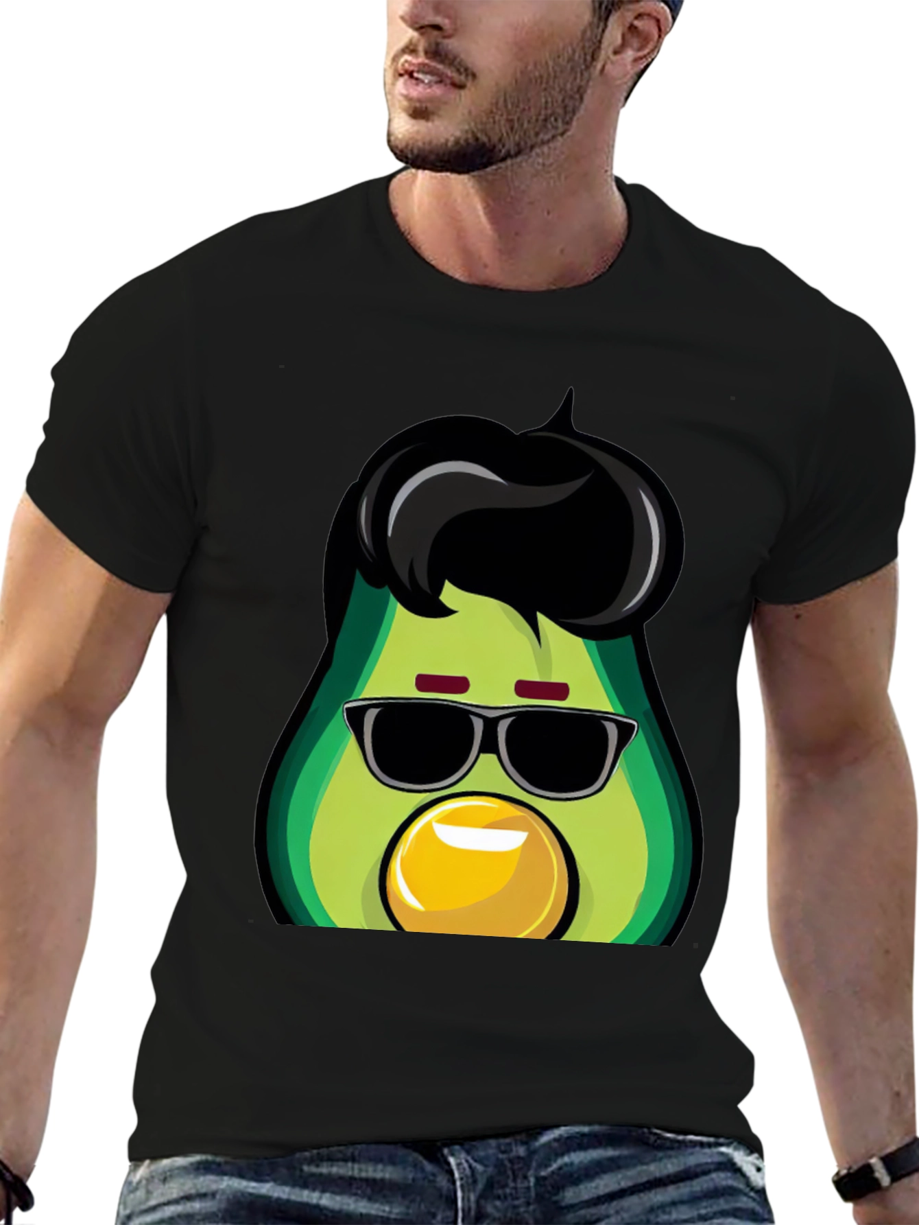 Black Cool Avocado T-Shirt - Funky Graphic Tee view 6