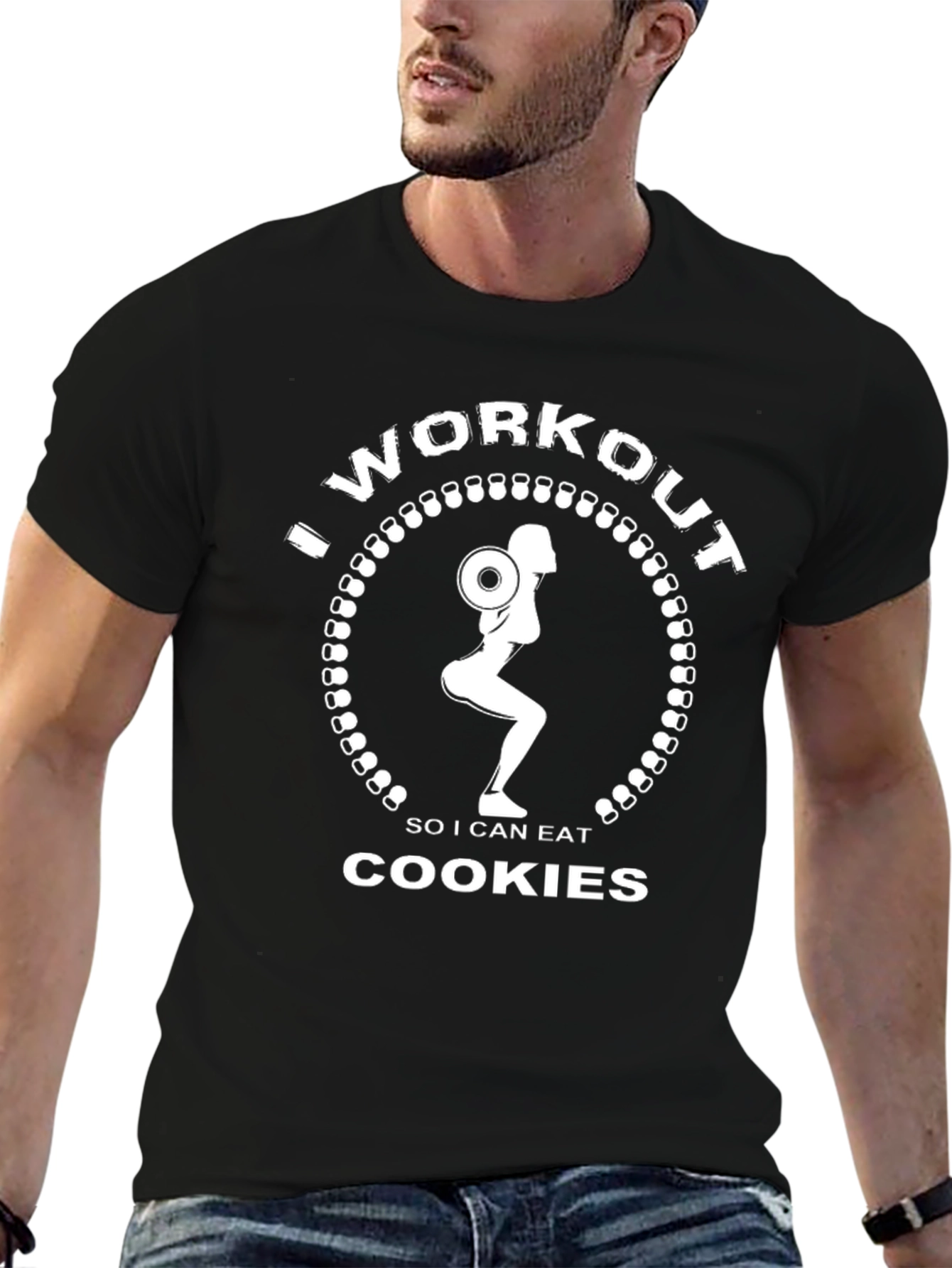 Black Workout Motivation Tee - Eat Cookies view 6