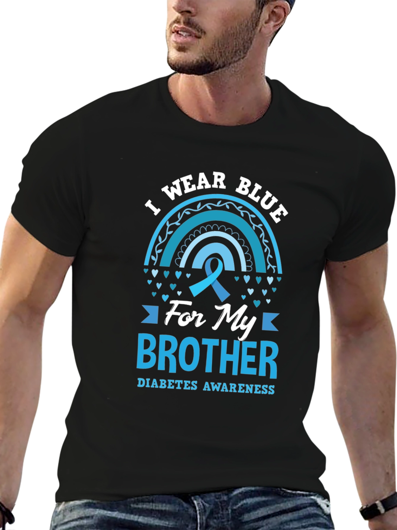 Black Diabetes Awareness Brother T-Shirt view 6