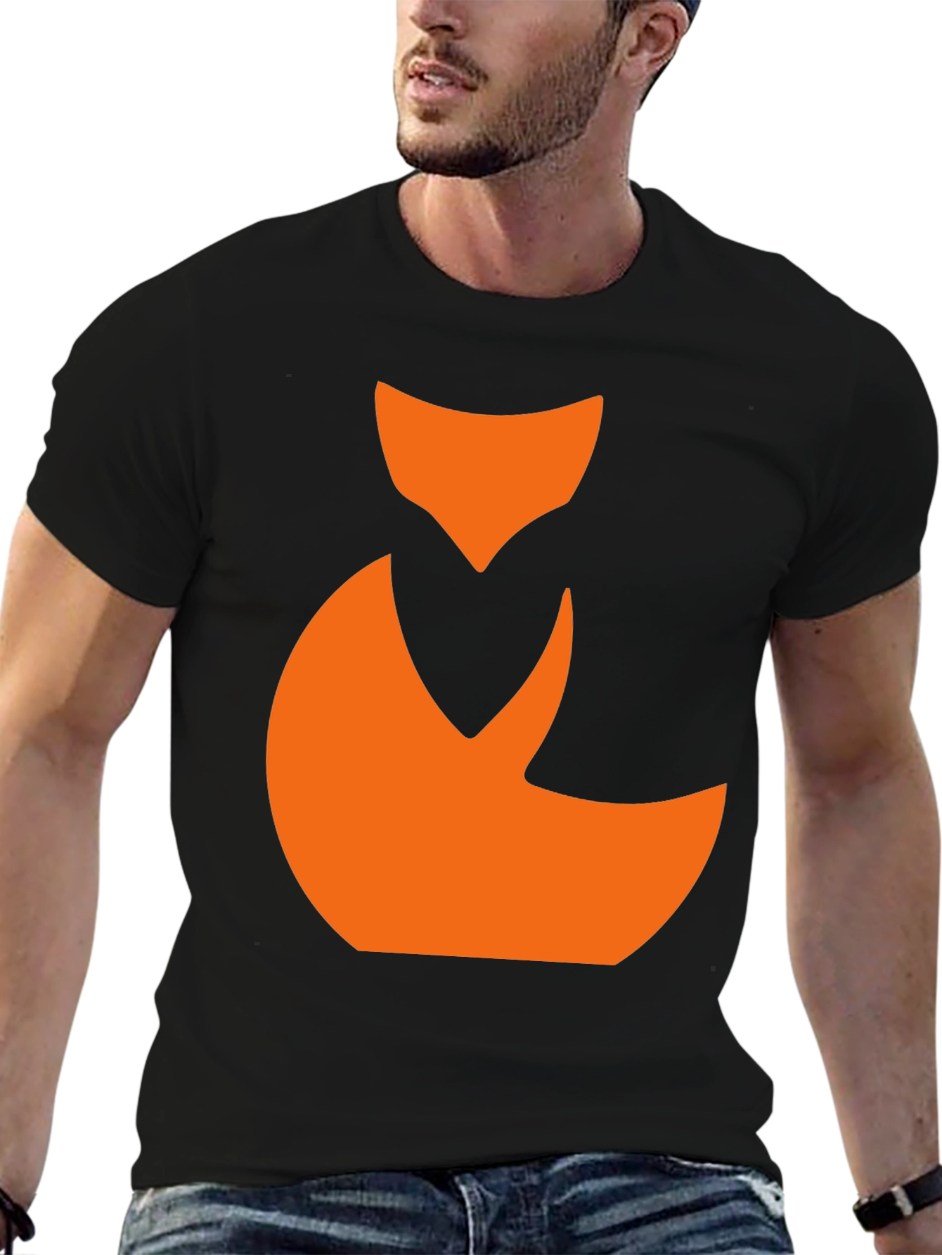 Black Abstract Fox Graphic T-Shirt - Stylish Black Tee view 6