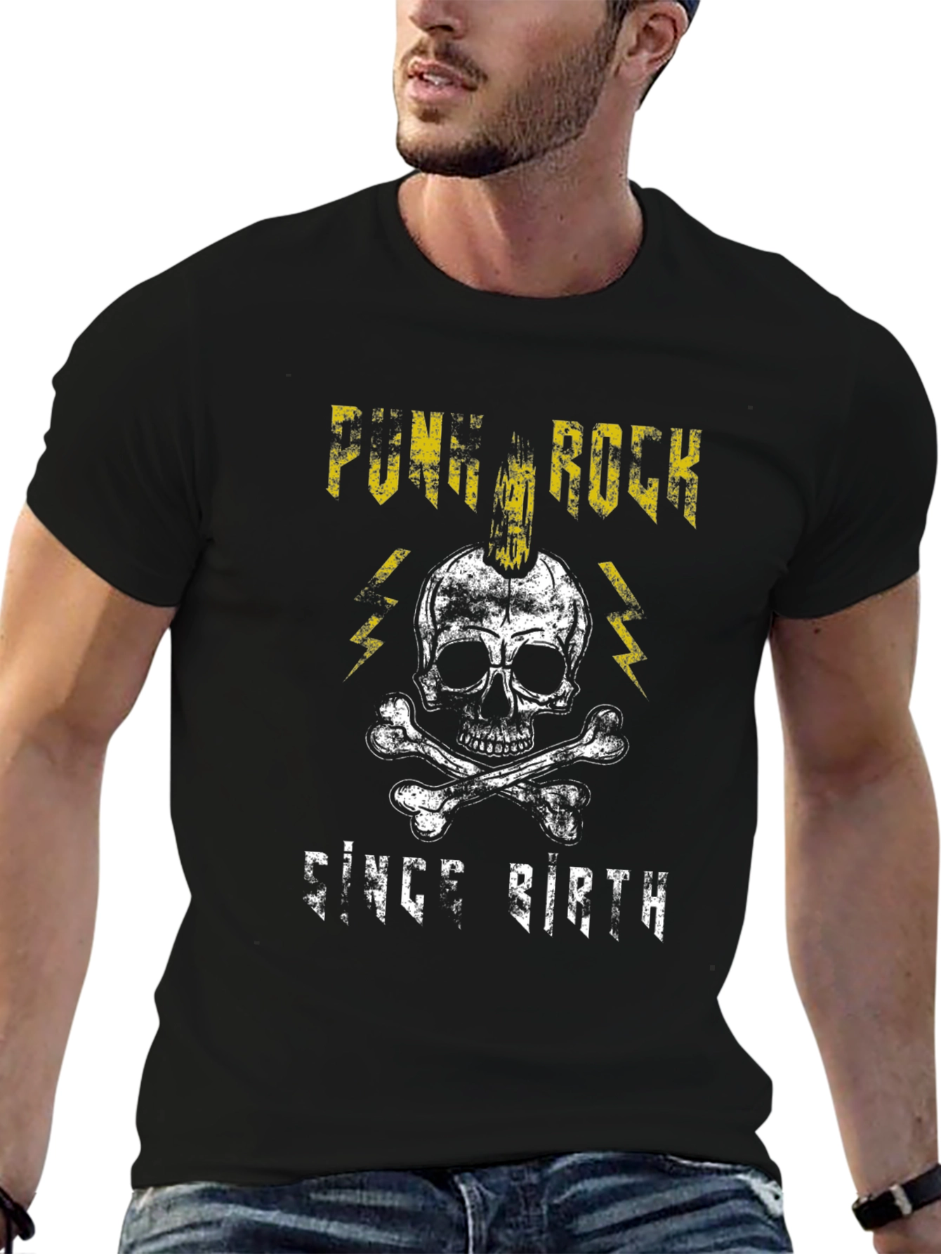 Black Punk Rock Since Birth Black Graphic T-Shirt view 6