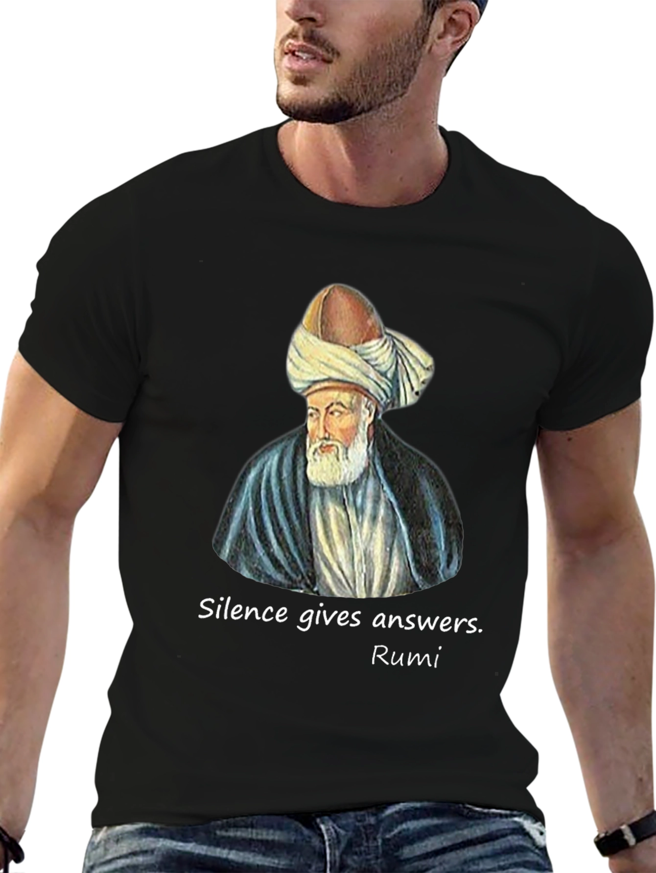 Rumi Quote Graphic T-Shirt - Silence Gives Answers - 6