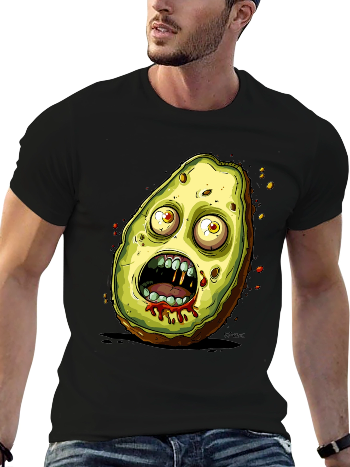 Black Zombie Avocado Graphic Tee - Black view 6