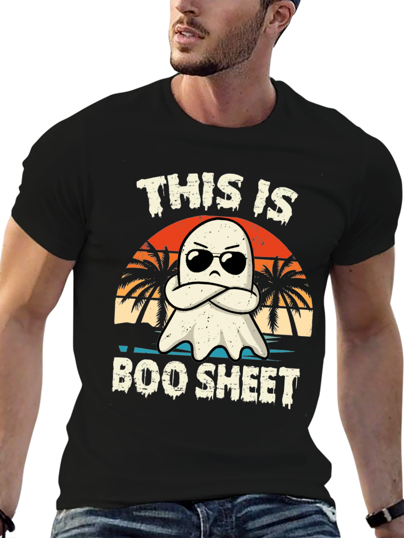 Black This is Boo Sheet Ghost Graphic T-Shirt view 6