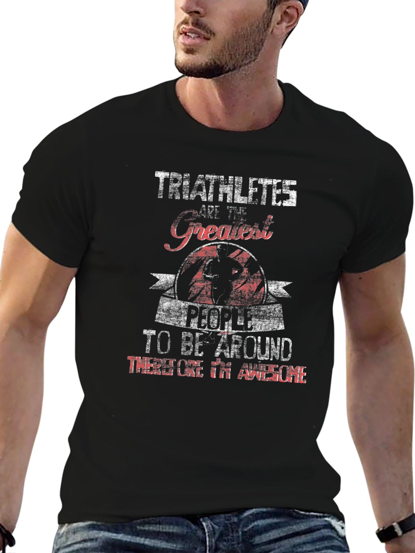 Black Triathlete Graphic Tee - Awesome People Shirt view 6