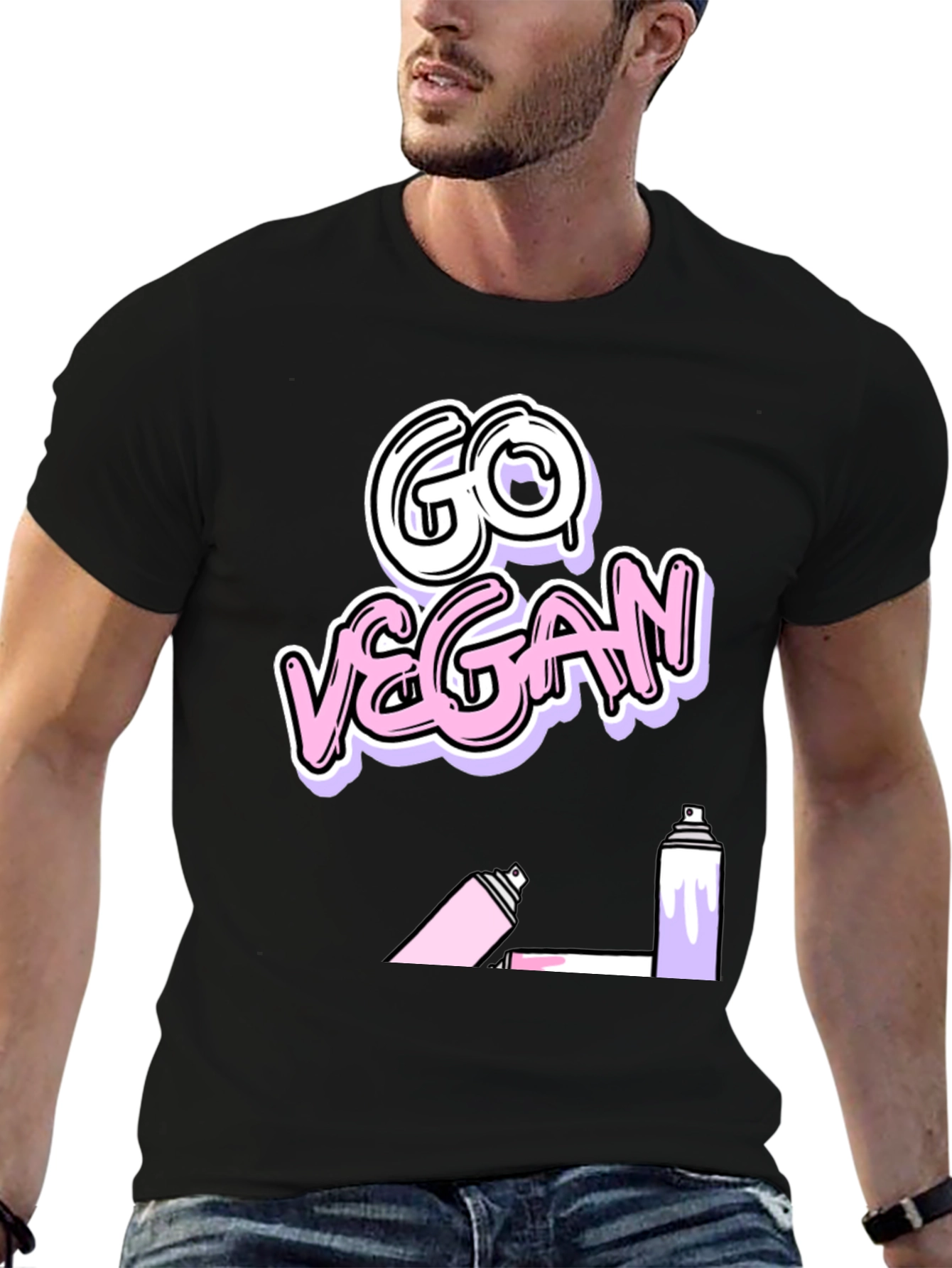Black Go Vegan Graffiti T-Shirt view 6