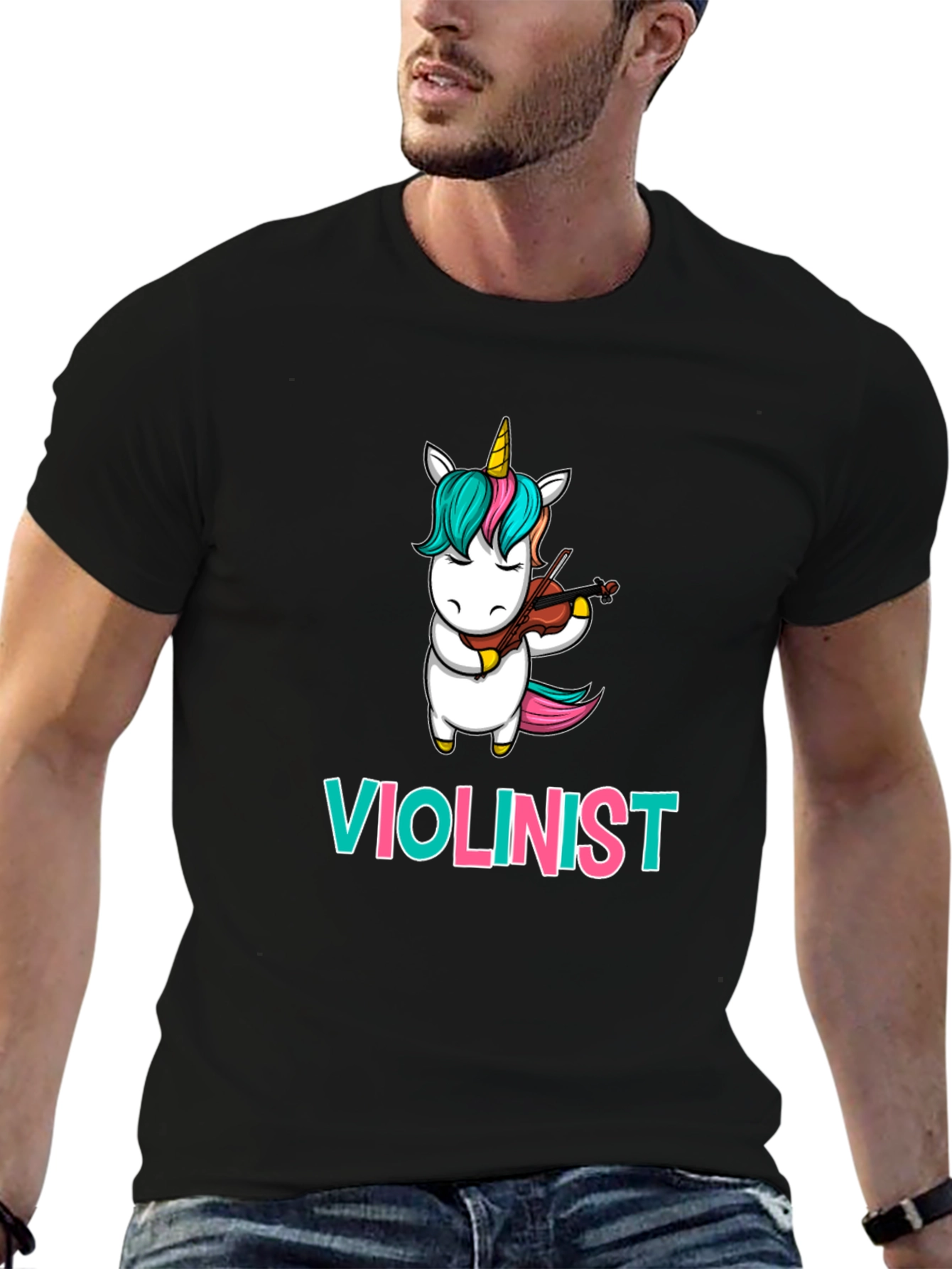Black Unicorn Violinist T-Shirt: Funny Musician Tee view 6