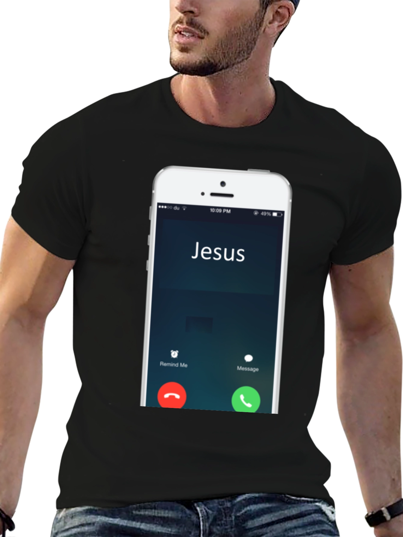 Black Jesus Calling Funny T-Shirt view 6