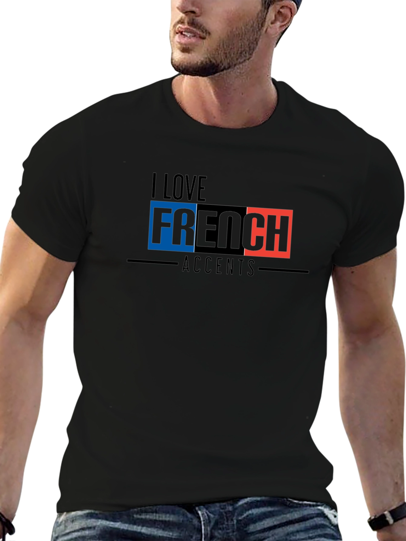 Black I Love French Accents Black Graphic Tee view 6