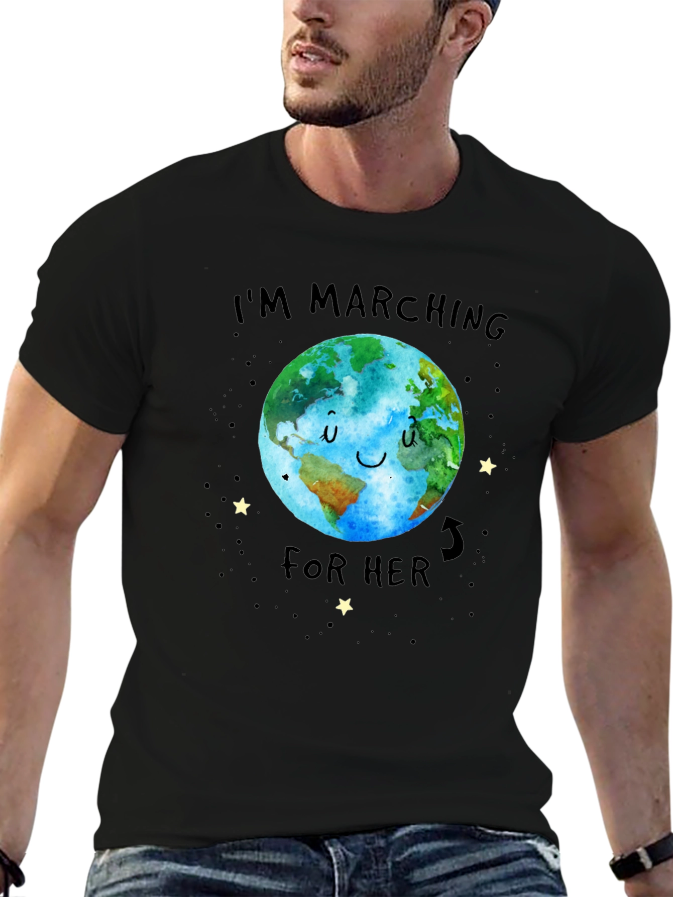 Black I'm Marching For Her Earth Graphic Tee view 6