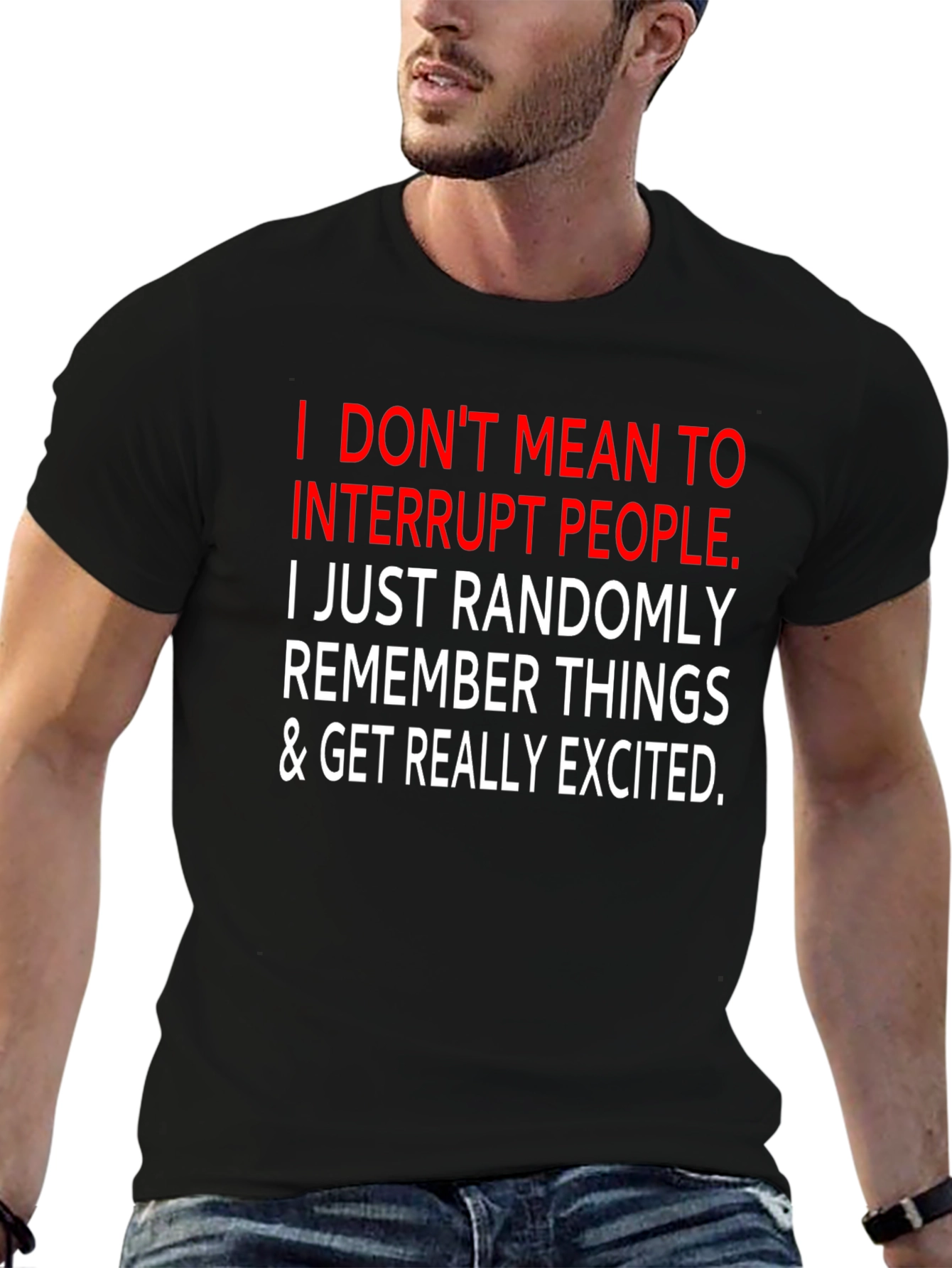Black Funny Sarcastic Graphic Tee - I Interrupt People view 6