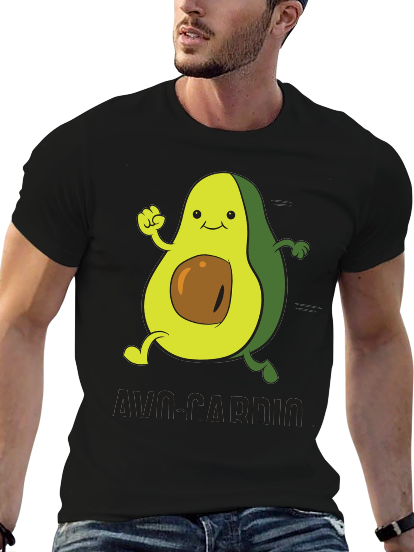 Black Avo-Cardio T-Shirt - Avocado Fitness Tee view 6