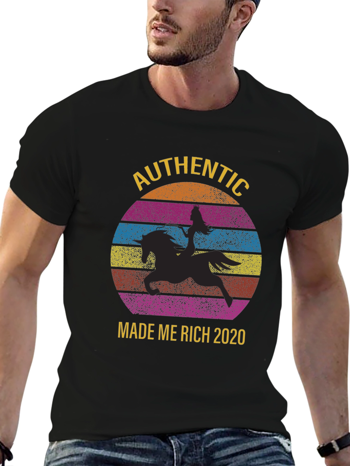 Black Authentic Made Me Rich 2020 T-Shirt view 6