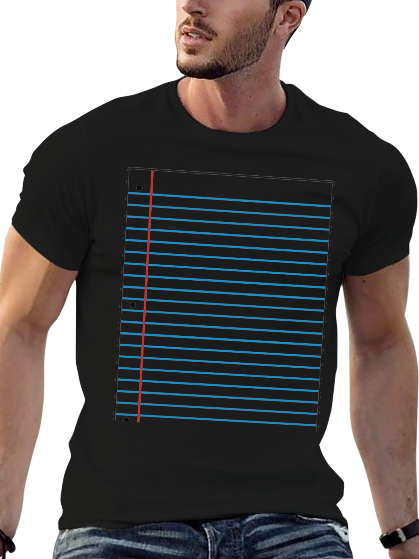 Black Notebook Paper Graphic Tee - Novelty Design view 6