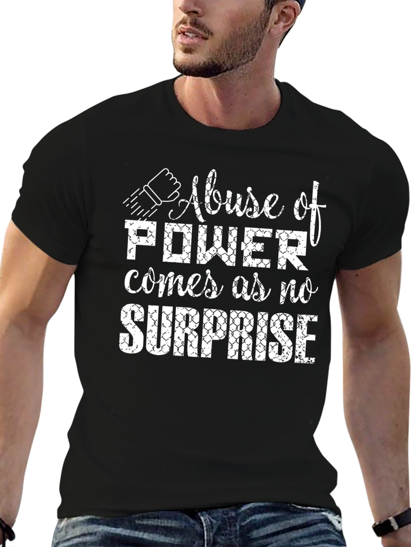 Black Abuse of Power T-Shirt - Black Graphic Tee view 6