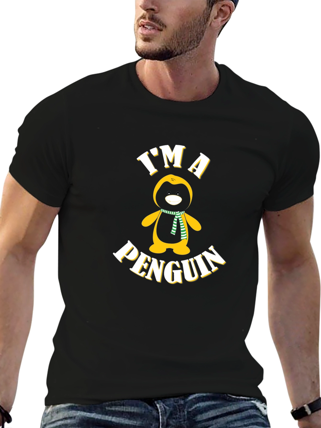 Black I'm A Penguin Graphic T-Shirt view 6