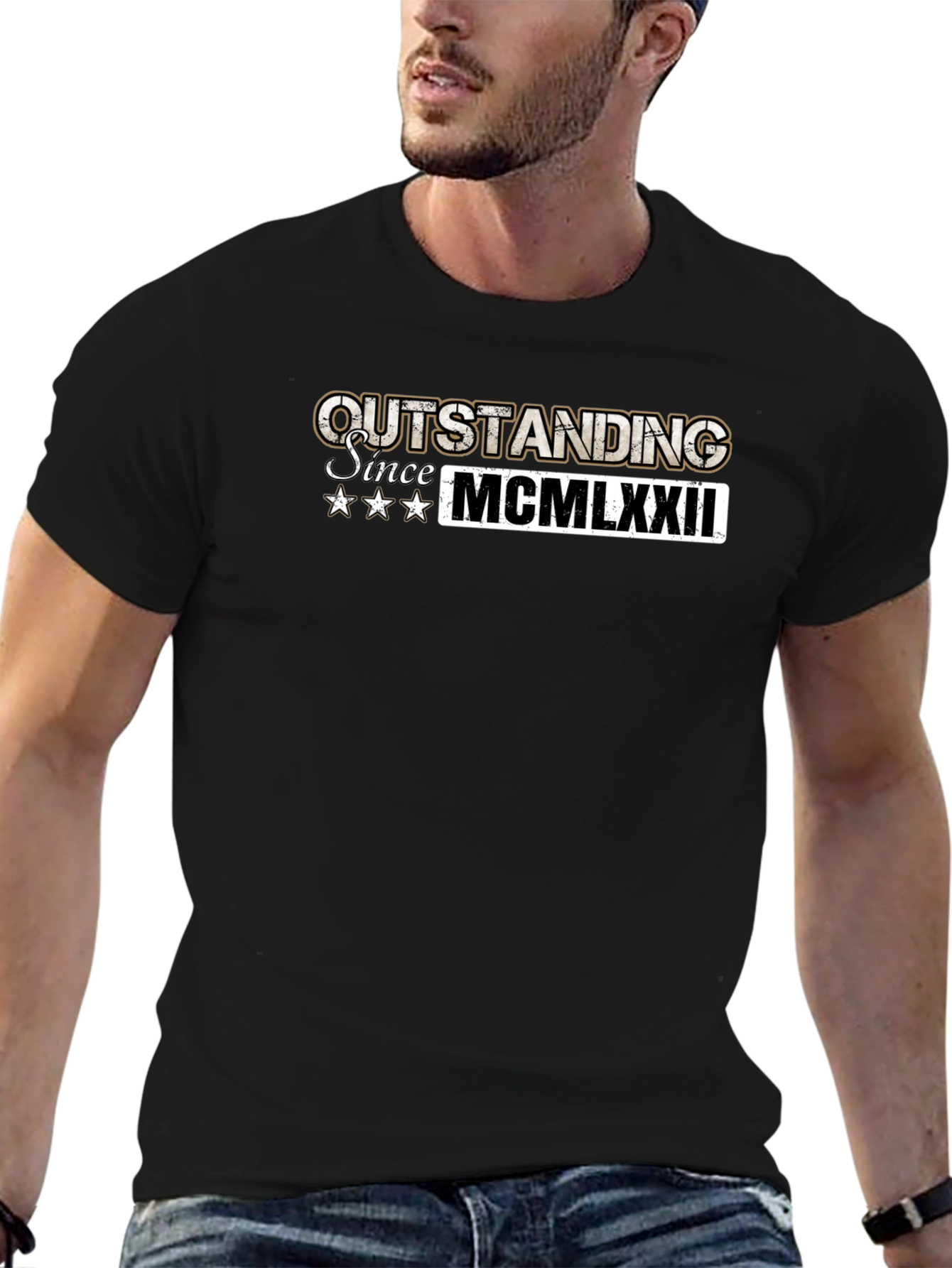 Black Outstanding Since 1972 Black T-Shirt view 6