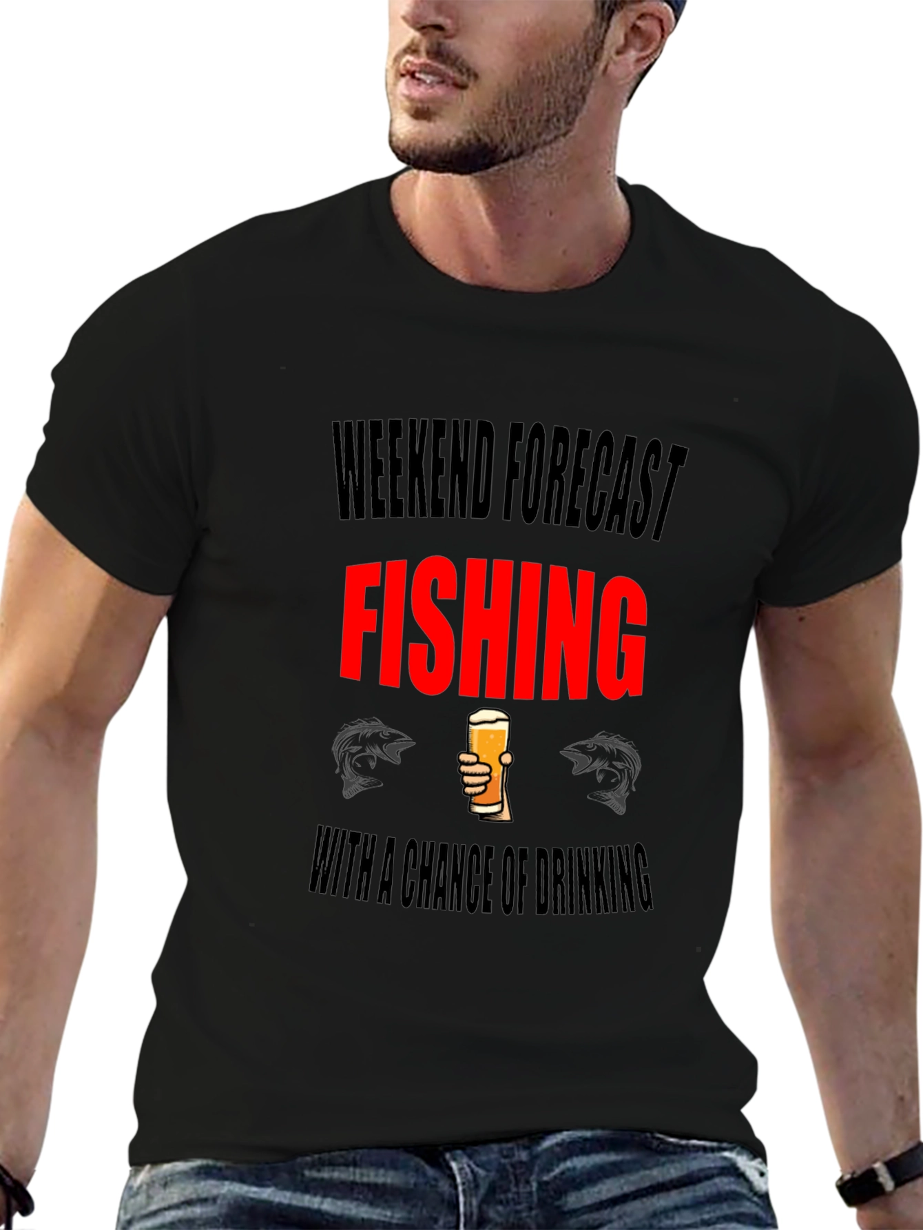 Black Weekend Fishing Forecast T-Shirt view 6