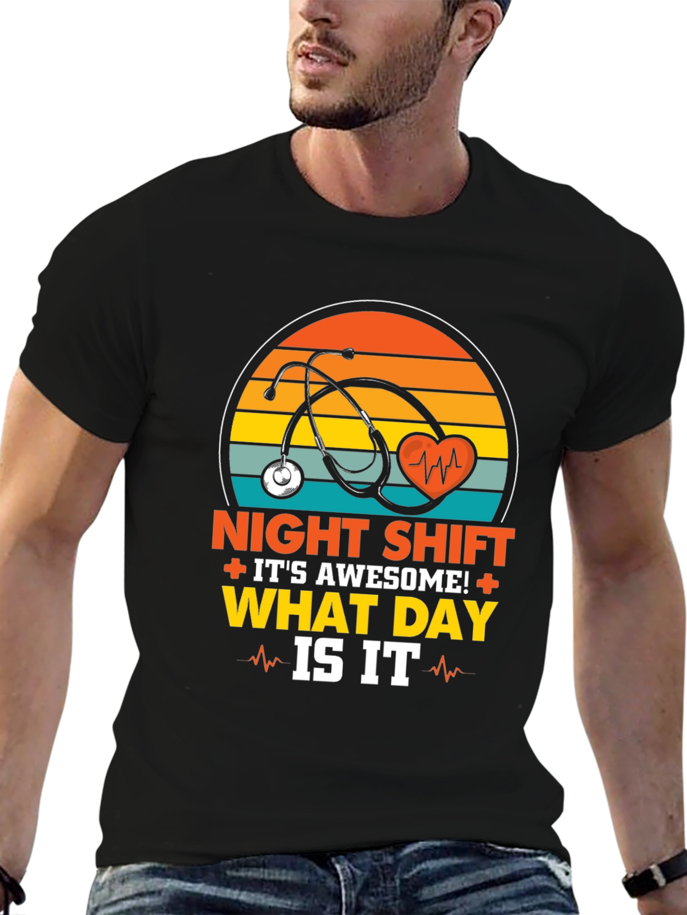 Black Night Shift Nurse T-Shirt - What Day Is It? view 6