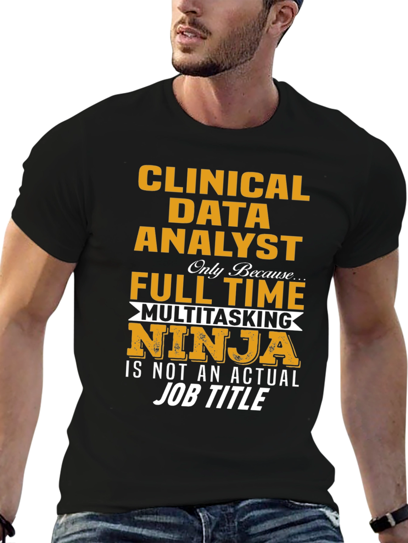 Black Clinical Data Analyst Ninja T-Shirt view 6