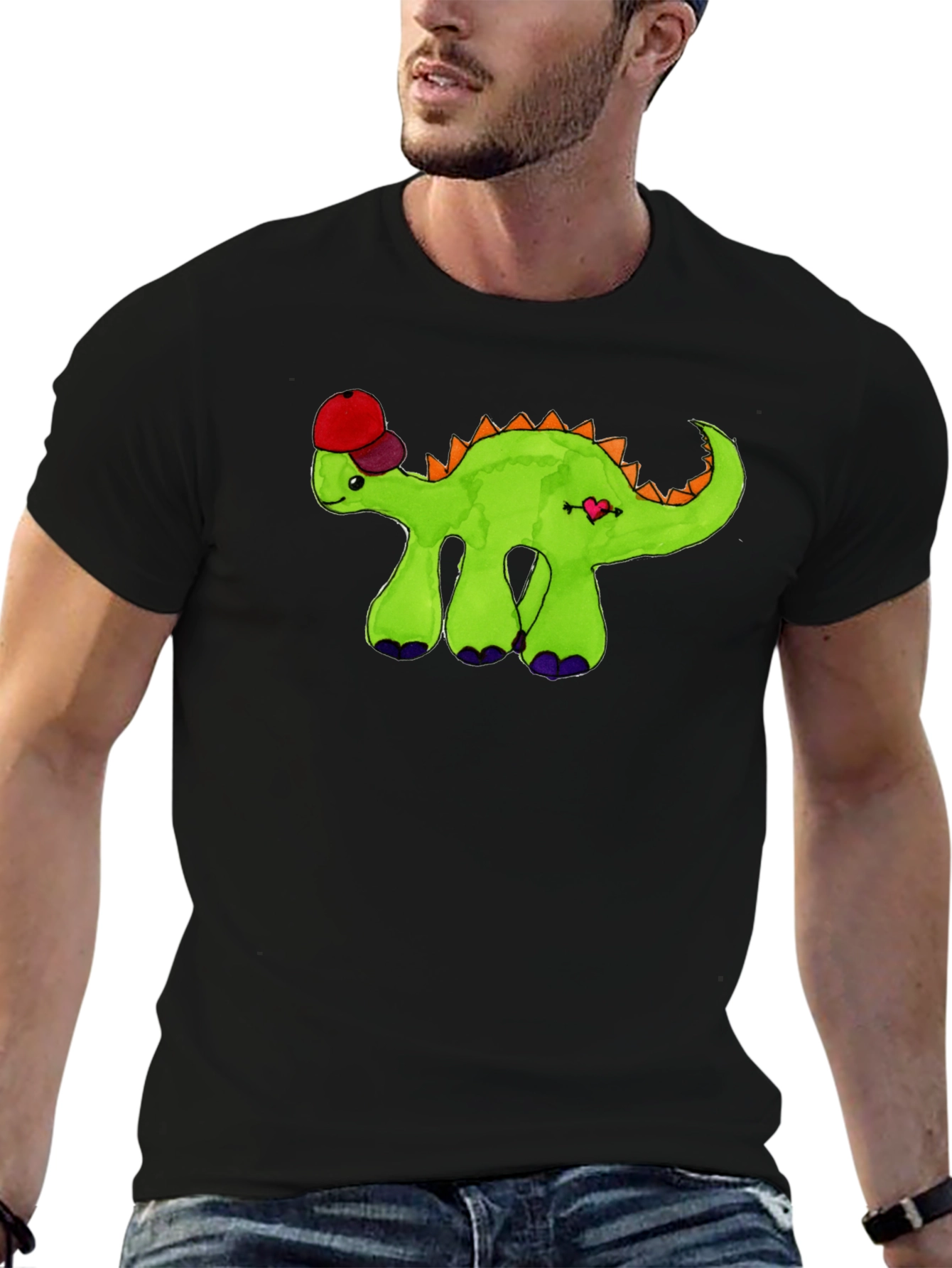 Black Dino with Hat Graphic Tee view 6