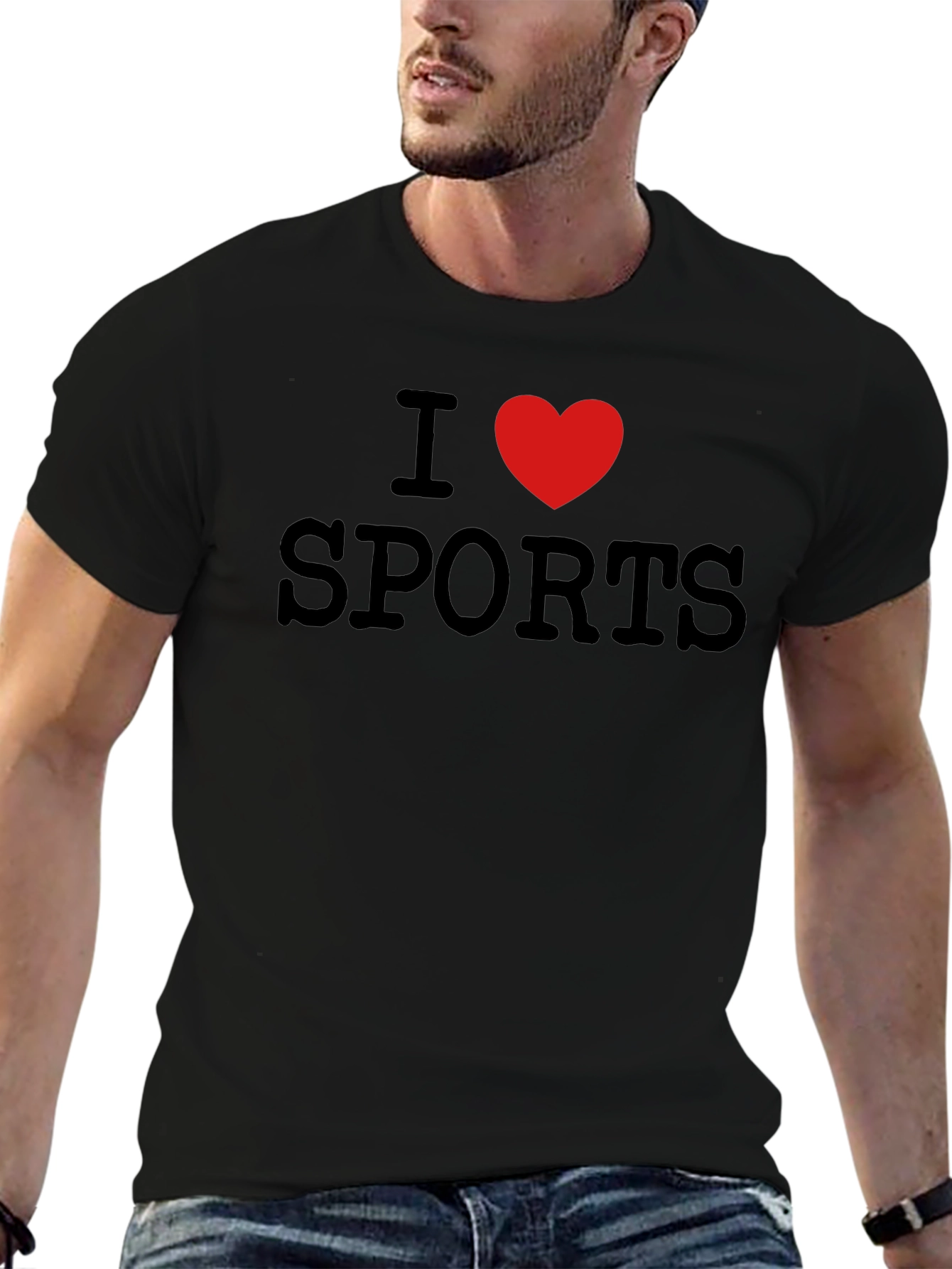 Black I Heart Sports Graphic Tee - Soft Cotton Blend view 6