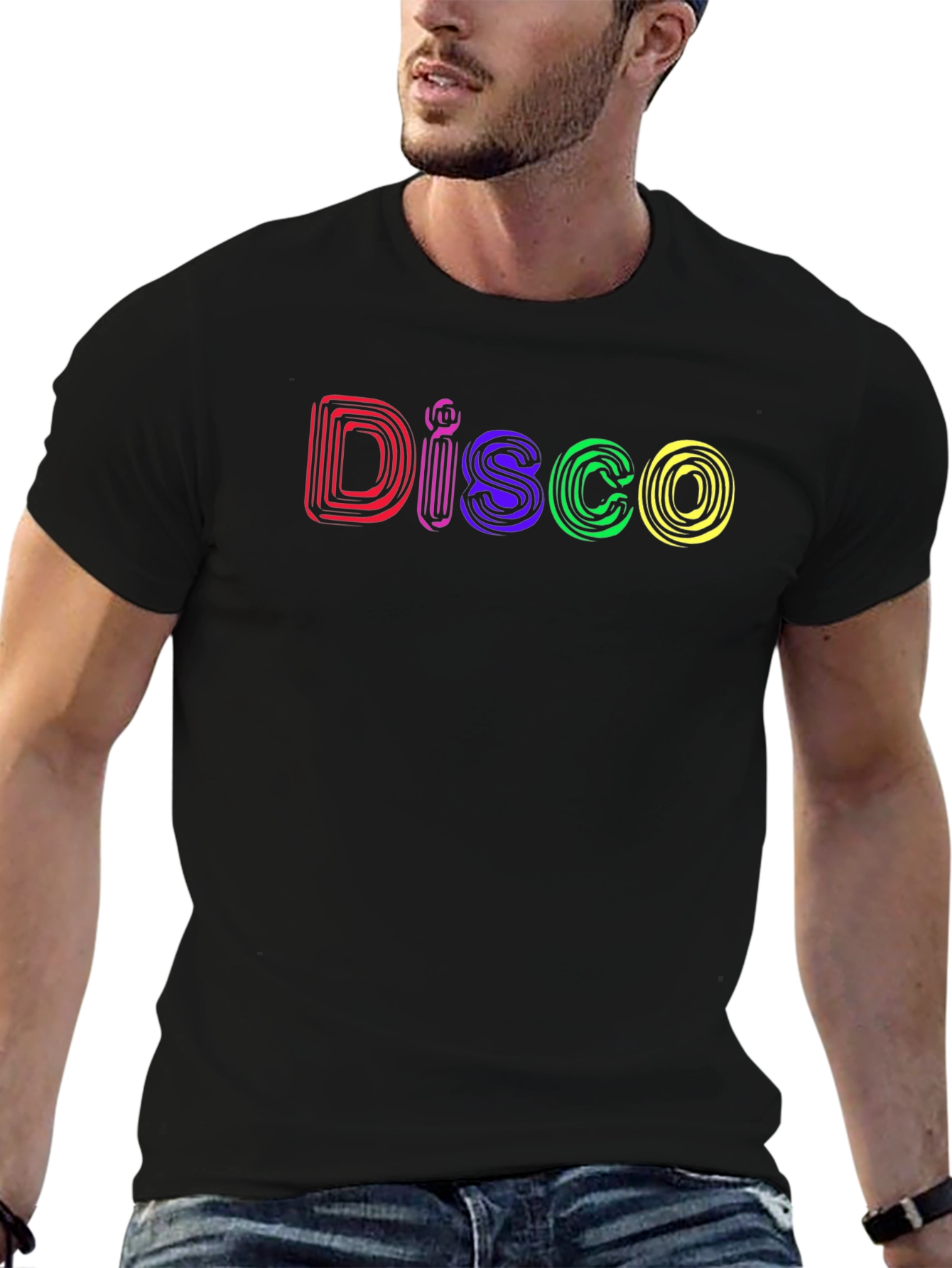 Black Retro Disco T-Shirt - Colorful Party Tee view 6