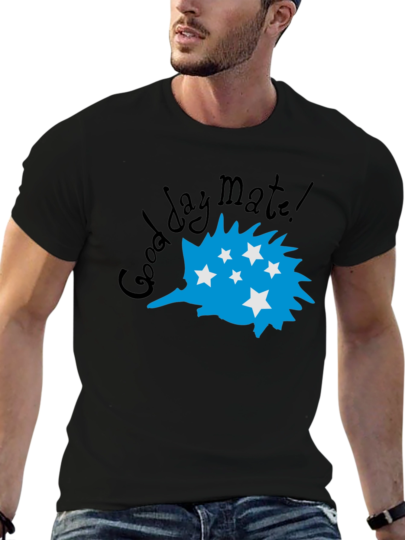 Black Good Day Mate Aussie Echidna T-Shirt view 6