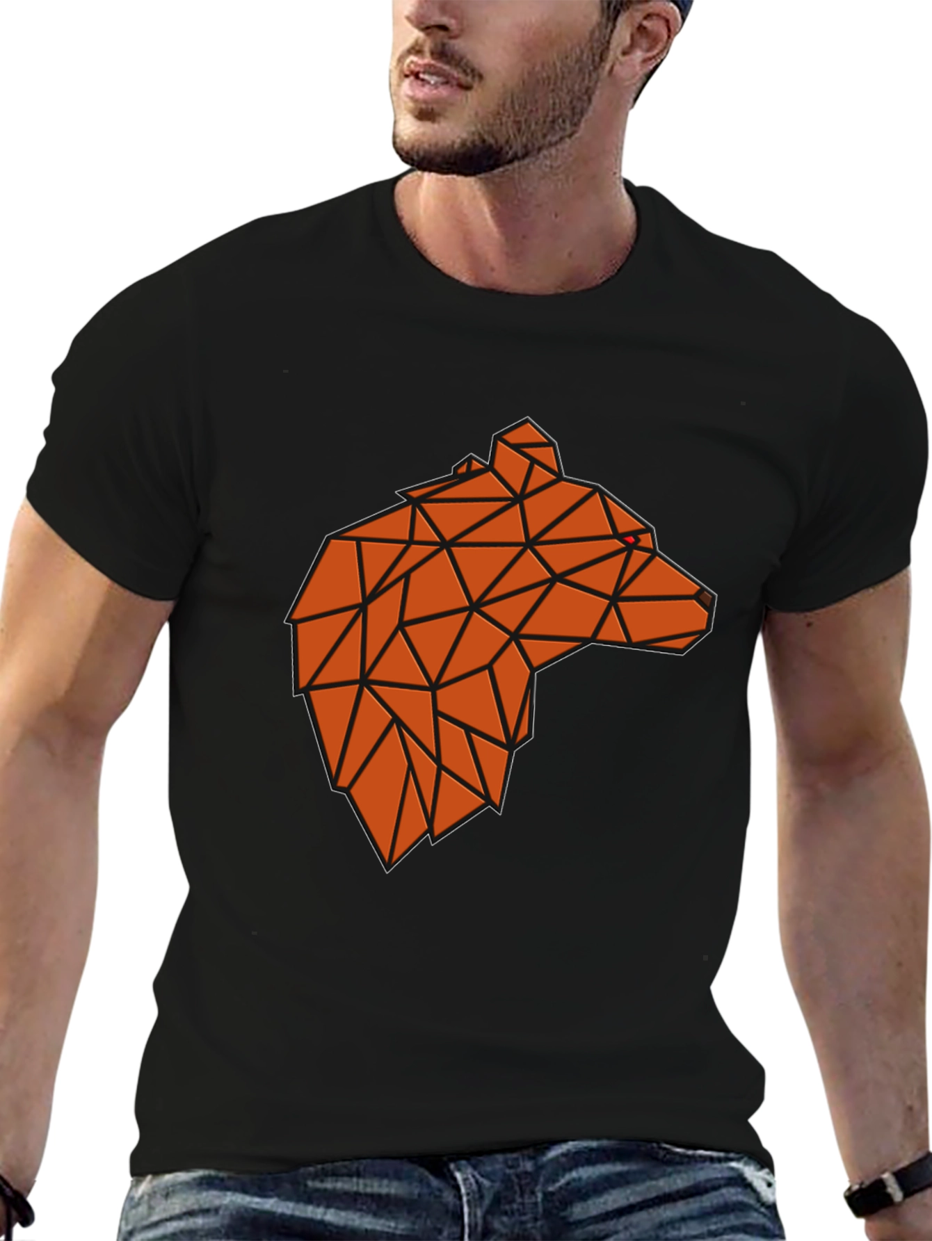 Black Geometric Bear Graphic Tee - Modern Animal Design view 6