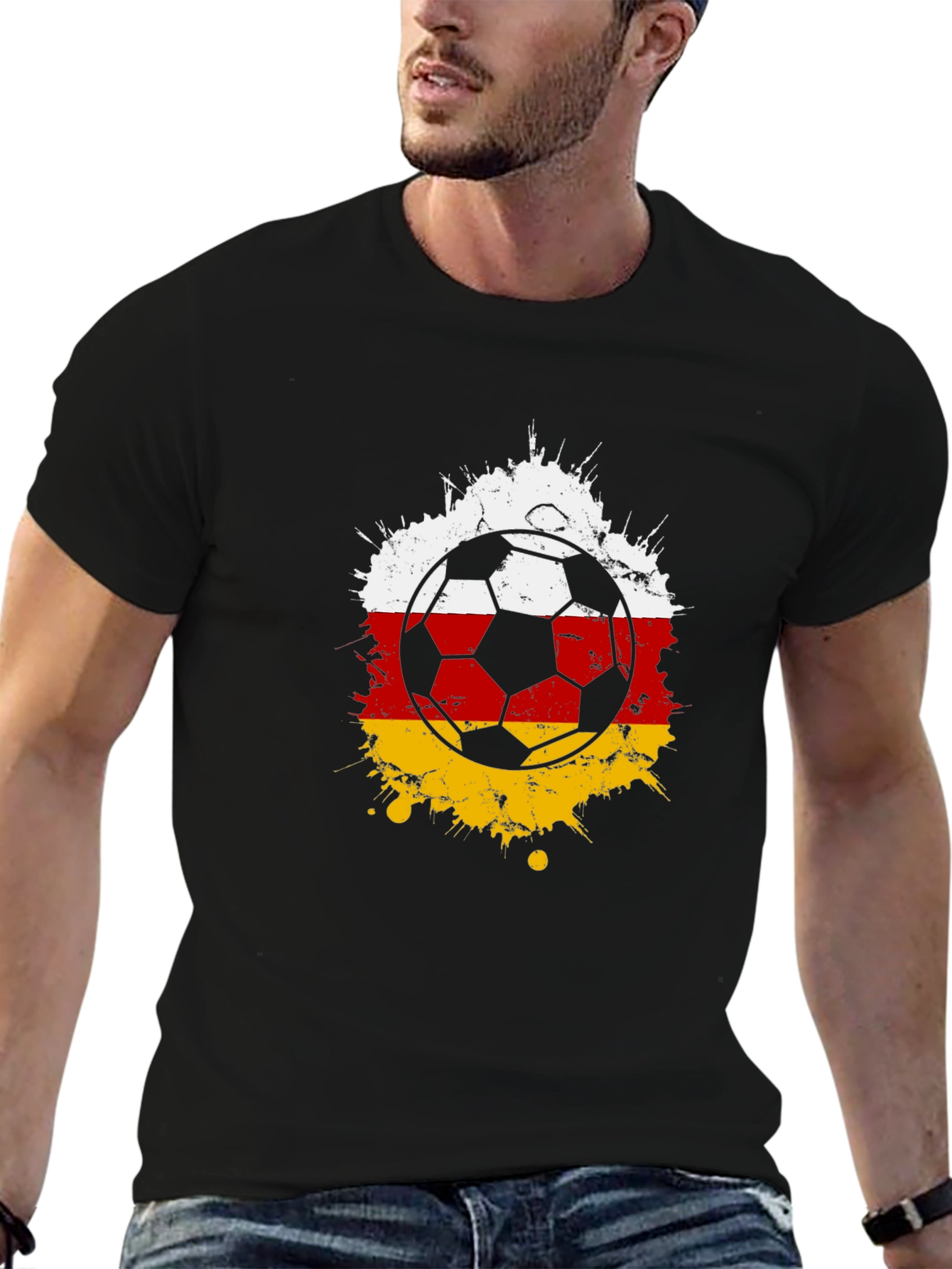 Black Soccer Germany Flag T-Shirt - Sport Fan Tee view 6