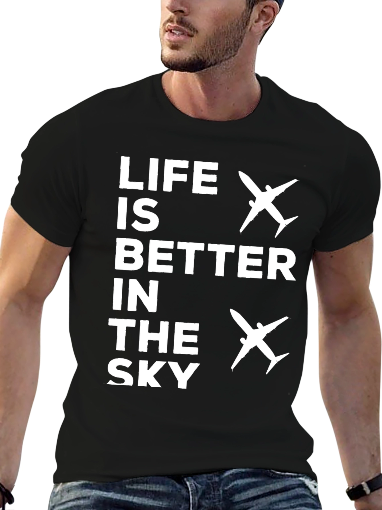 Black Life Is Better In The Sky Airplane T-Shirt view 6