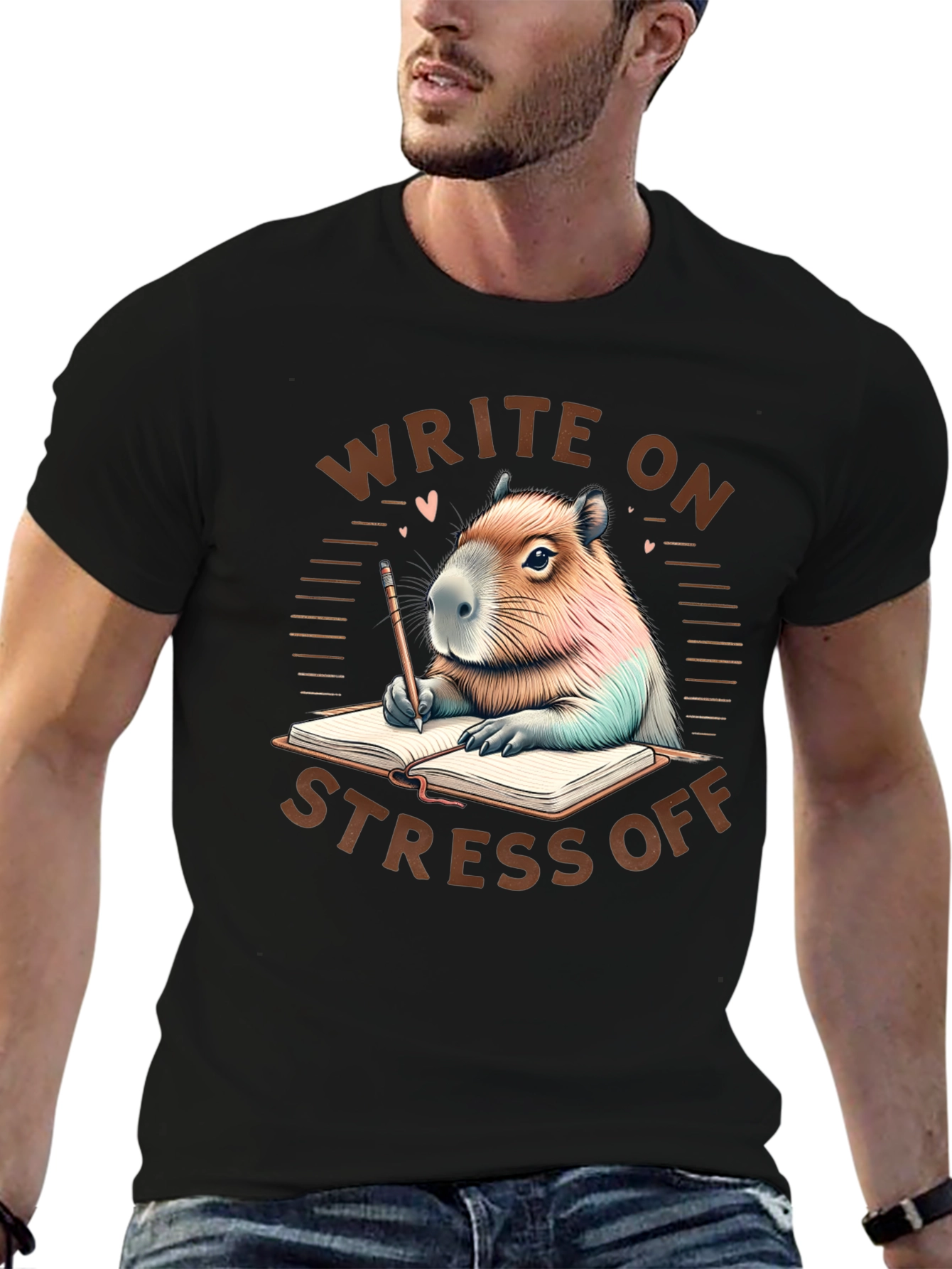 Black Write On Stress Off T-Shirt view 6