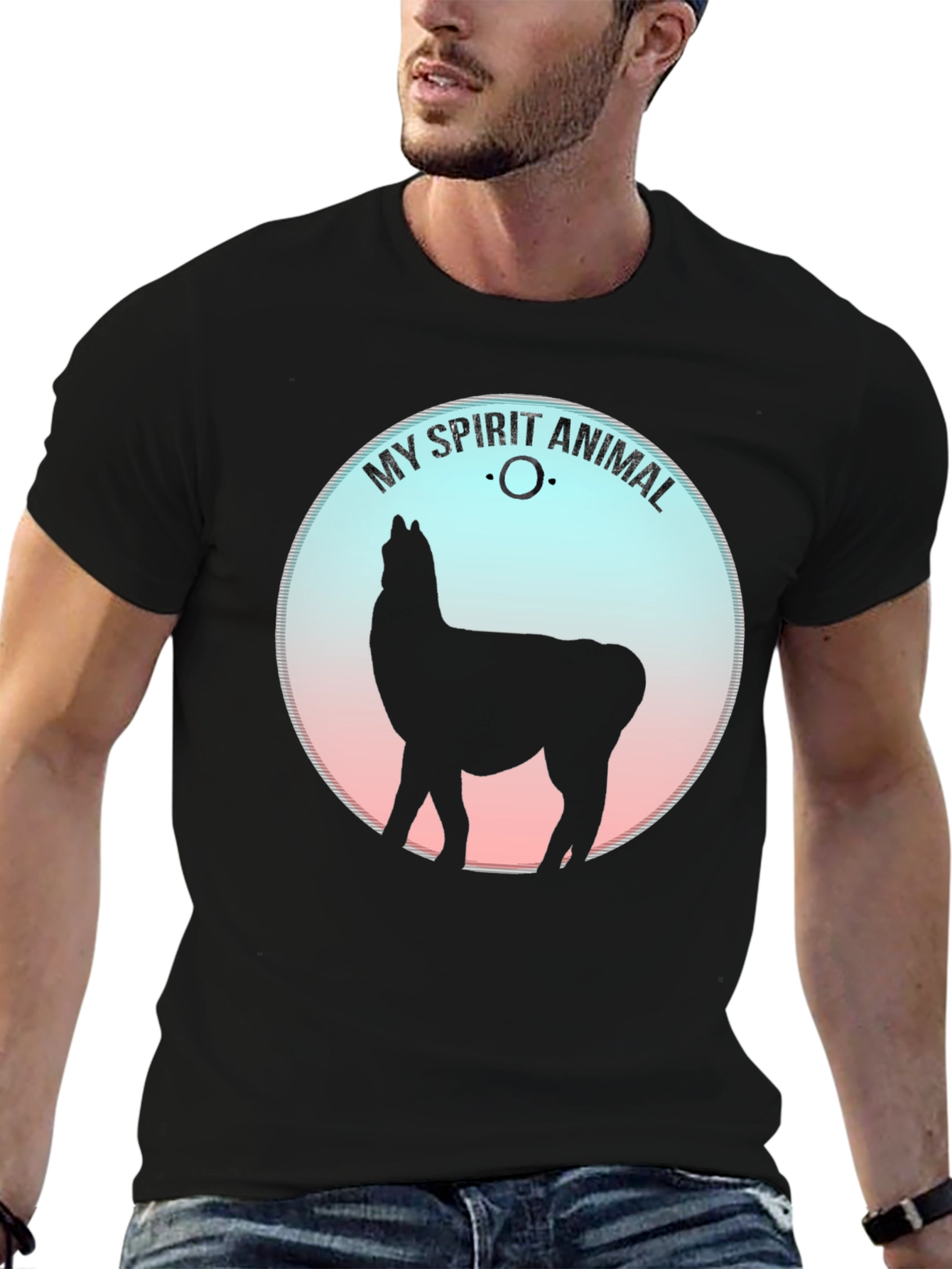 Black My Spirit Animal Llama Graphic Tee - Black view 6