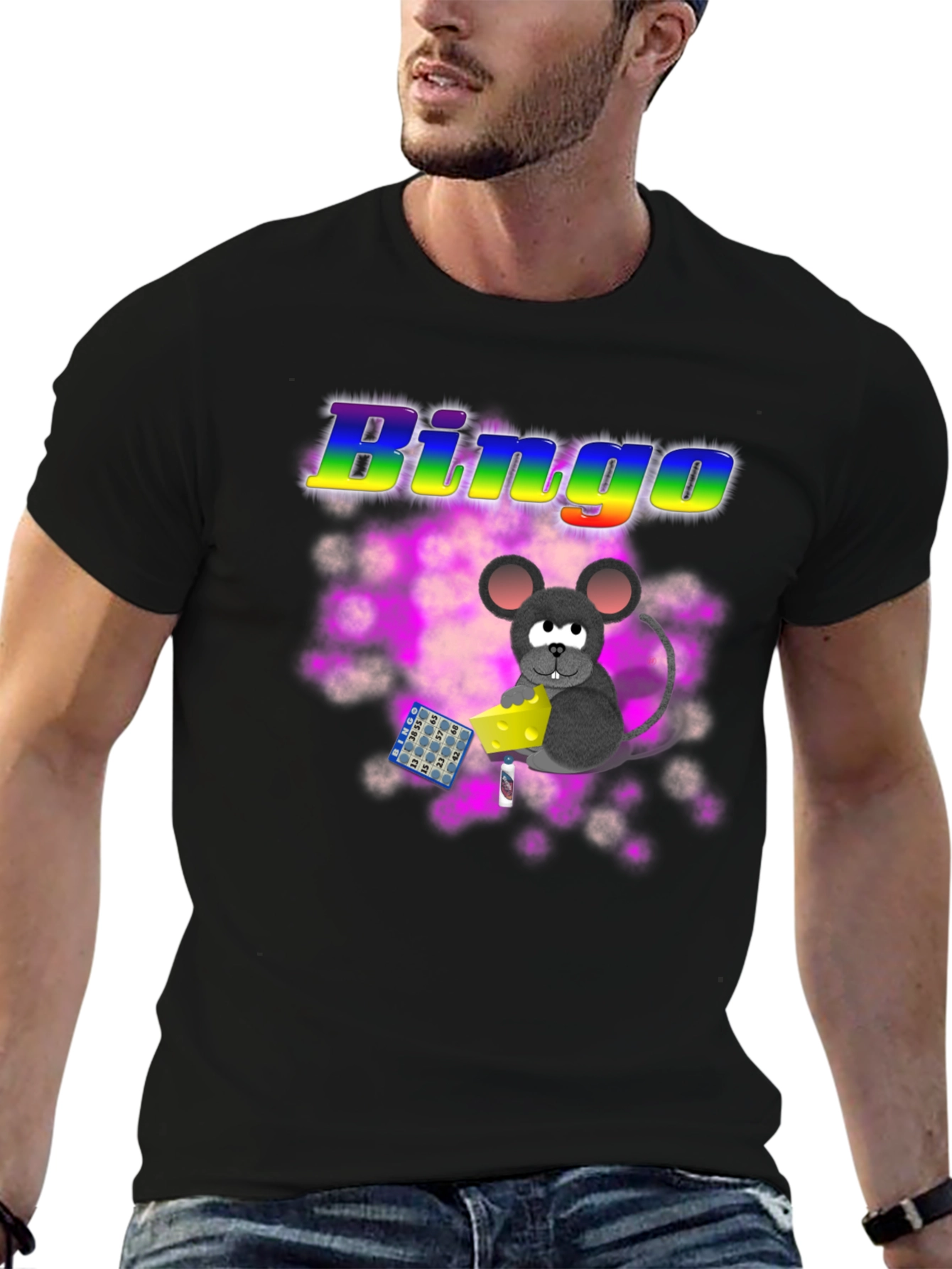 Black Bingo Mouse Graphic Tee view 6