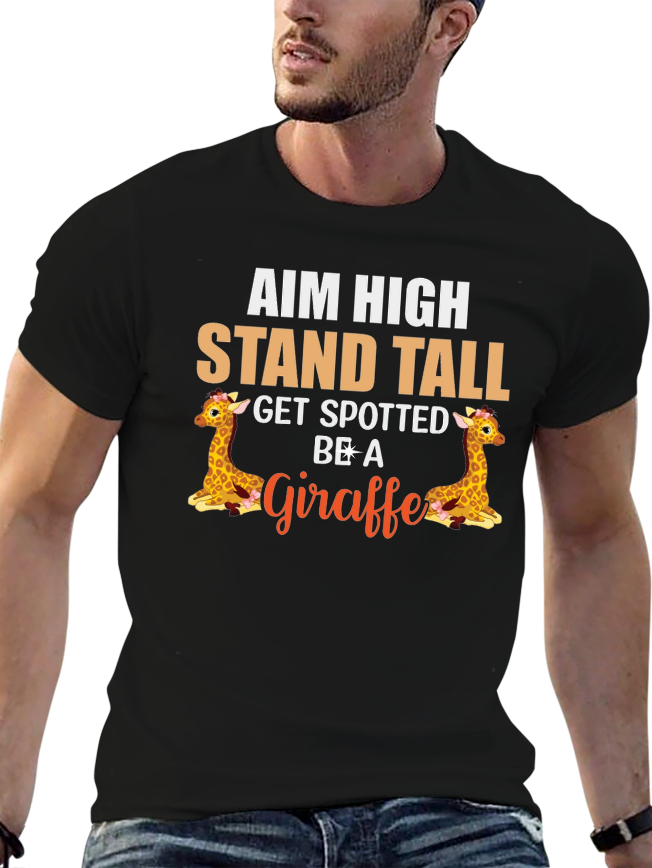 Black Aim High Giraffe Graphic Tee view 6