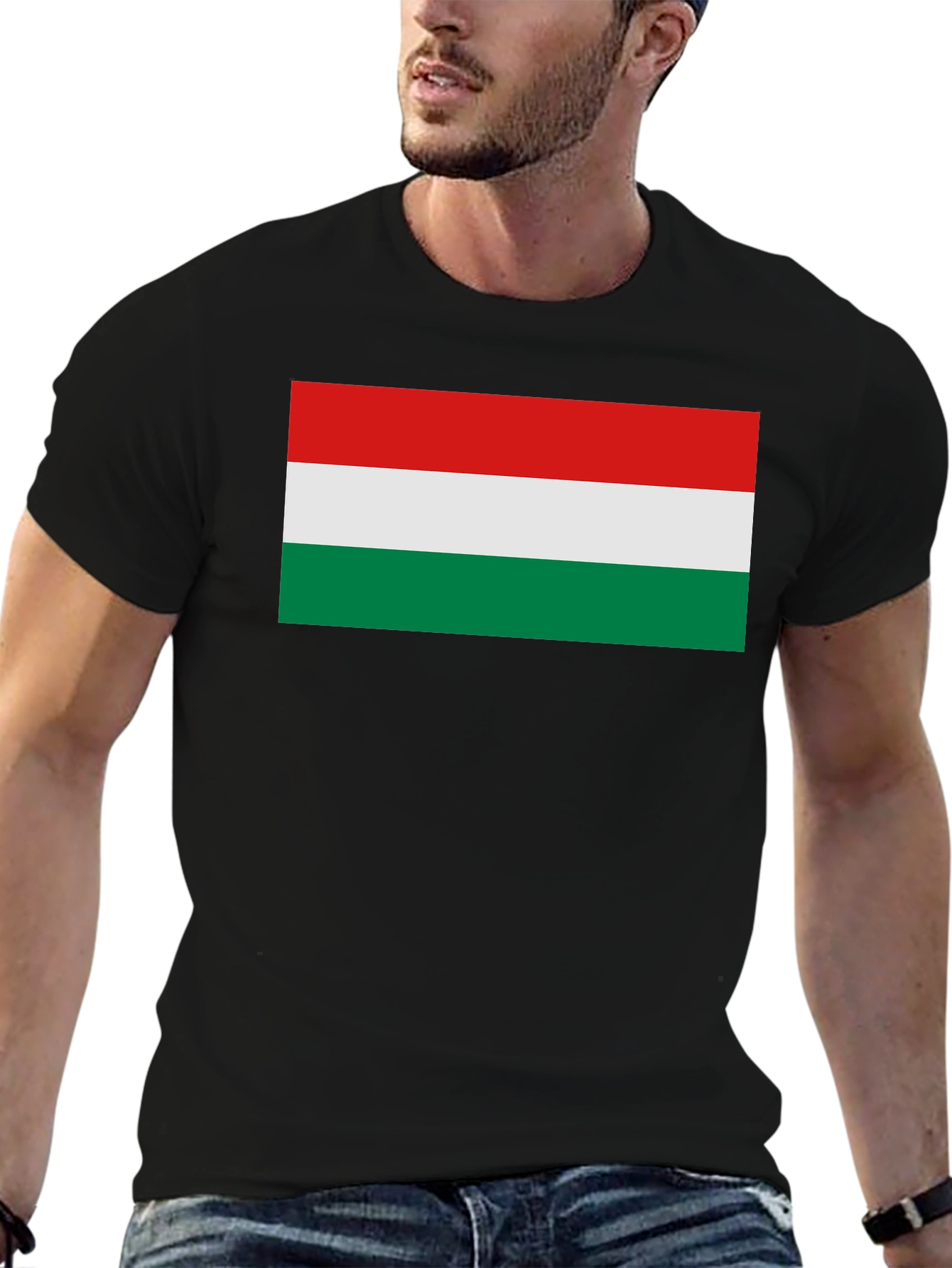 Black Hungary Flag Graphic T-Shirt - Black Tee view 6