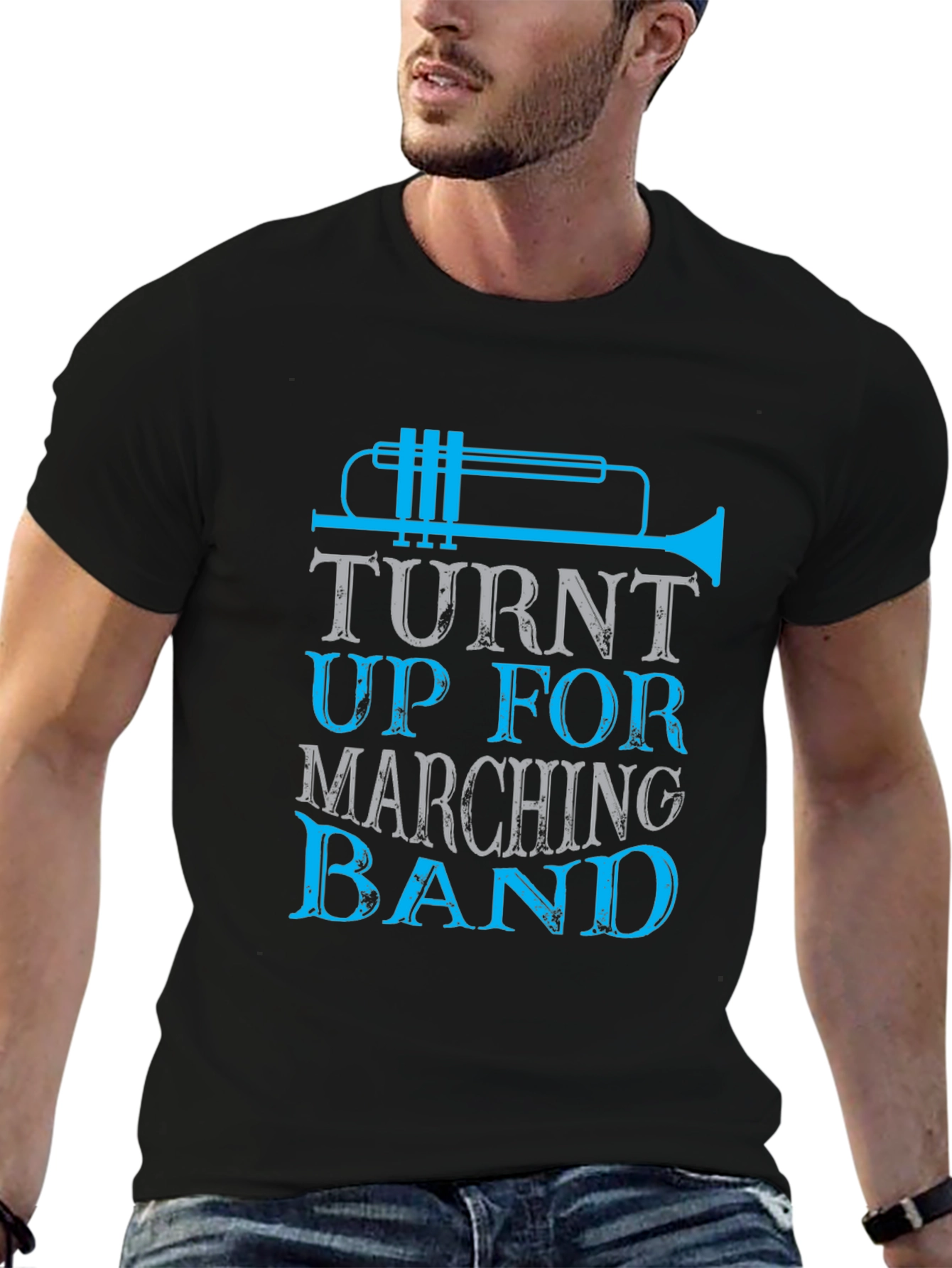 Black Turnt Up for Marching Band T-Shirt - Music Lover Tee view 6