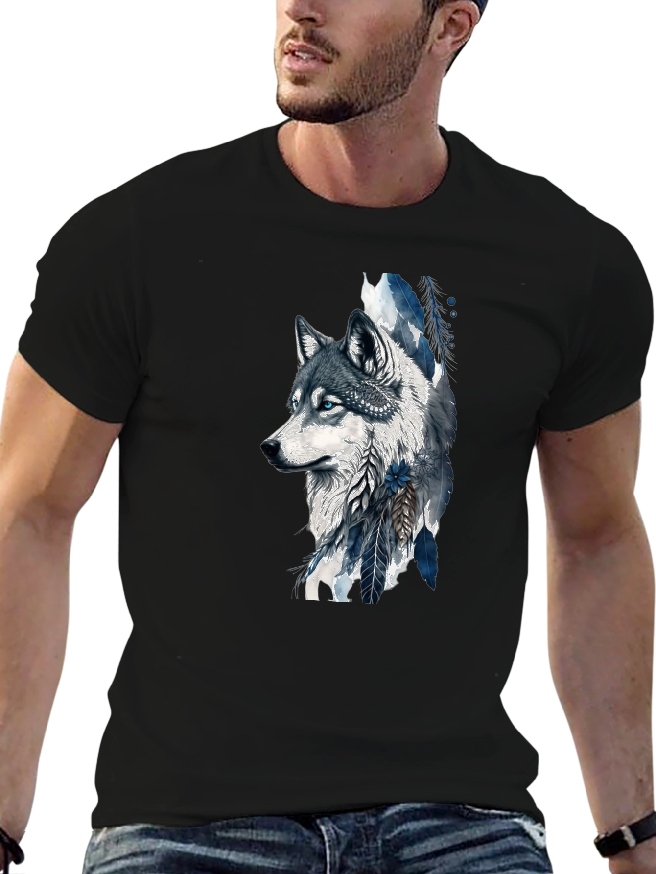 Black Wolf Graphic Print Tee - Stylish & Unique Design view 6