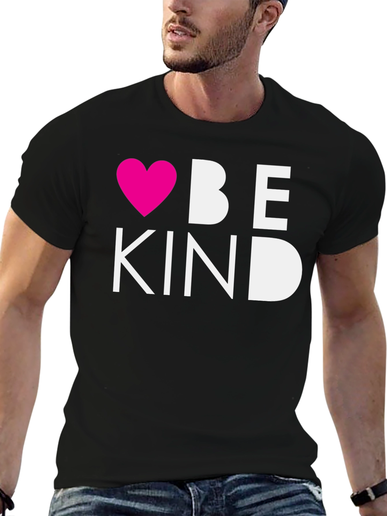 Black Be Kind Graphic Tee - Soft Black Cotton Kindness Shirt view 6