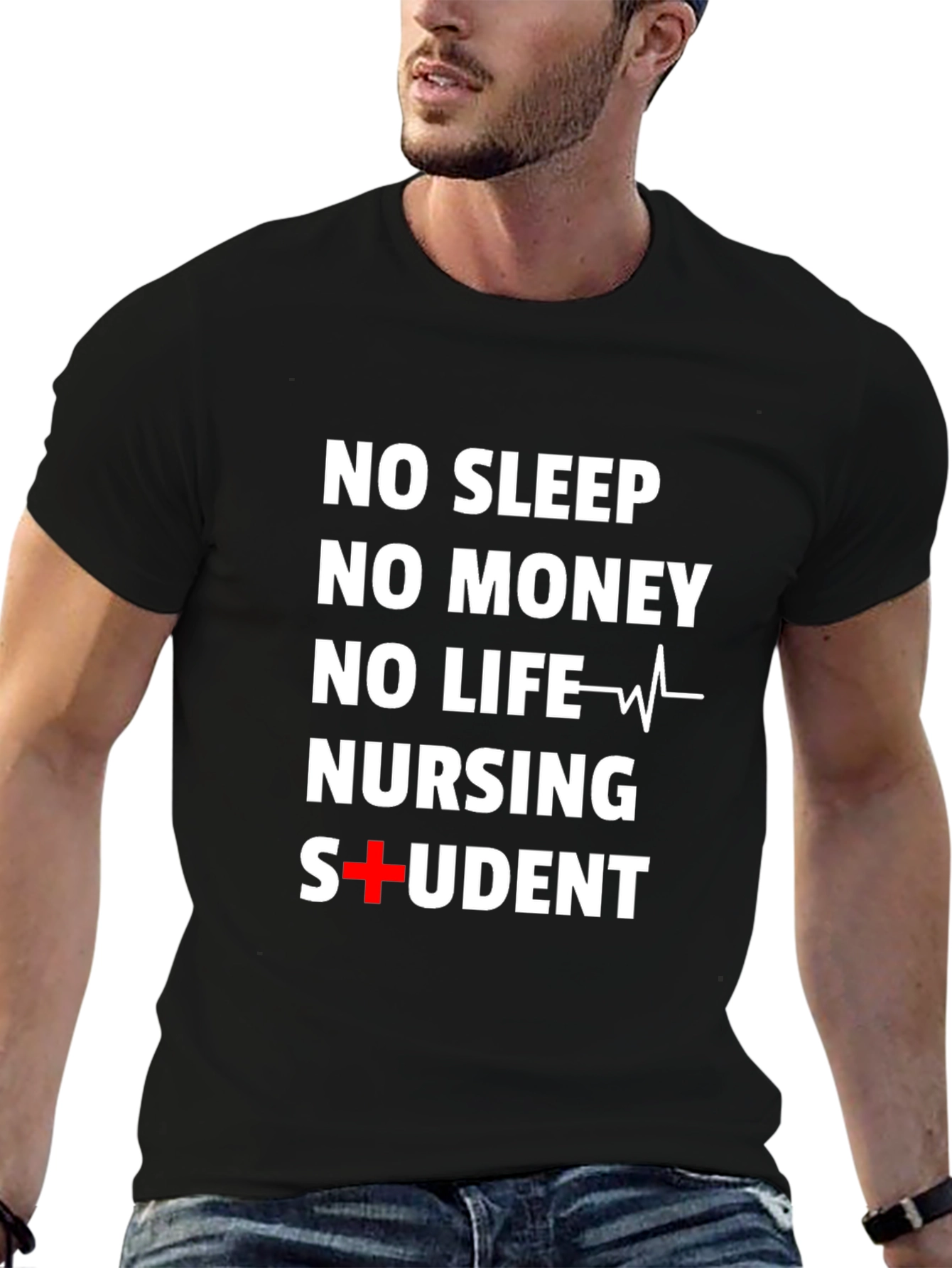 Black Nursing Student T-Shirt: No Sleep, No Money, No Life view 6