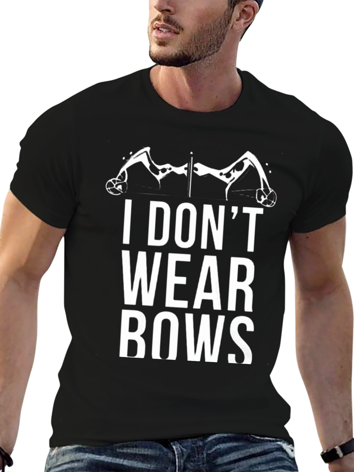 Black I Don't Wear Bows Archer T-Shirt view 6