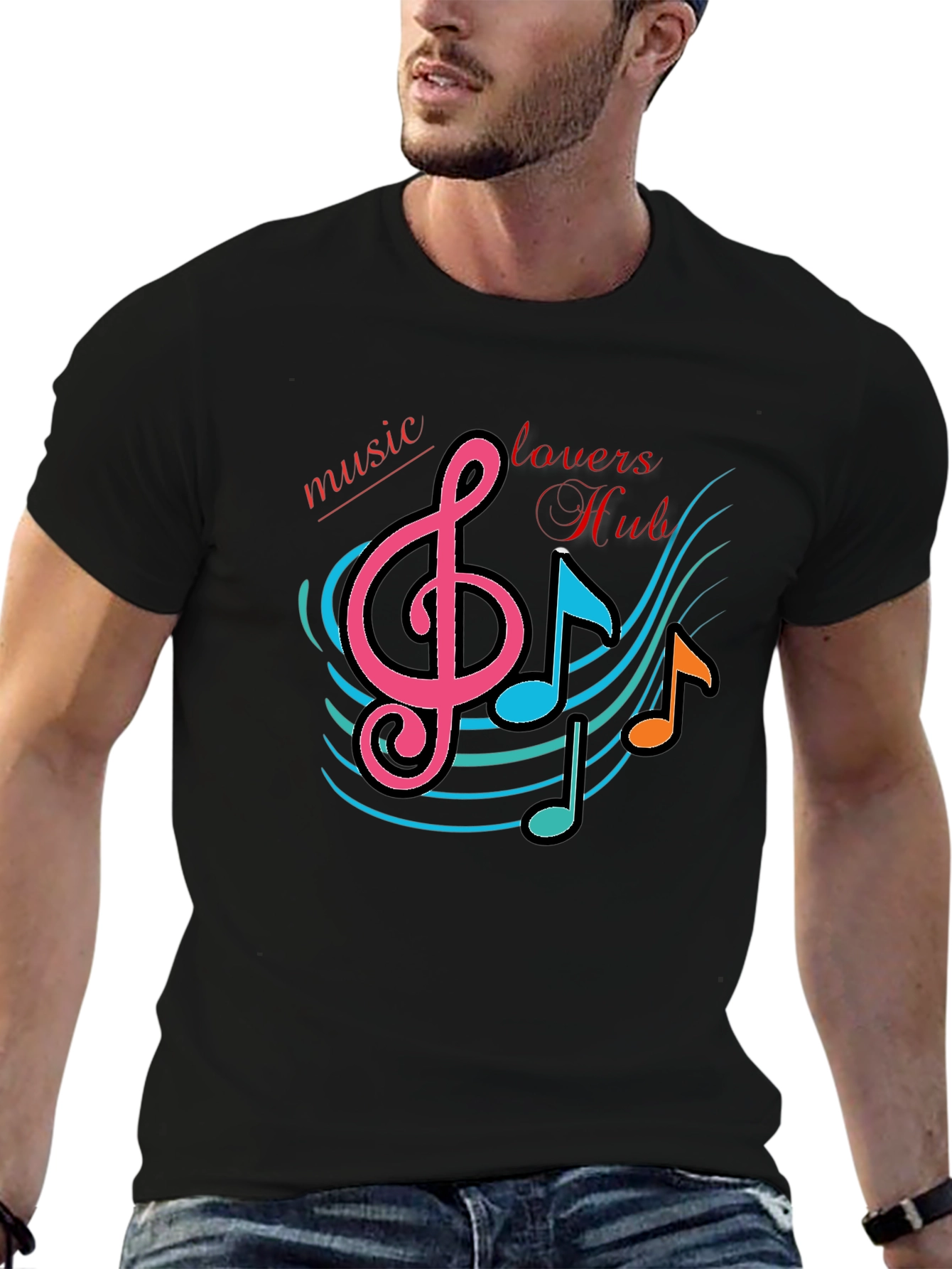 Black Music Lovers Hub Black Graphic T-Shirt view 6